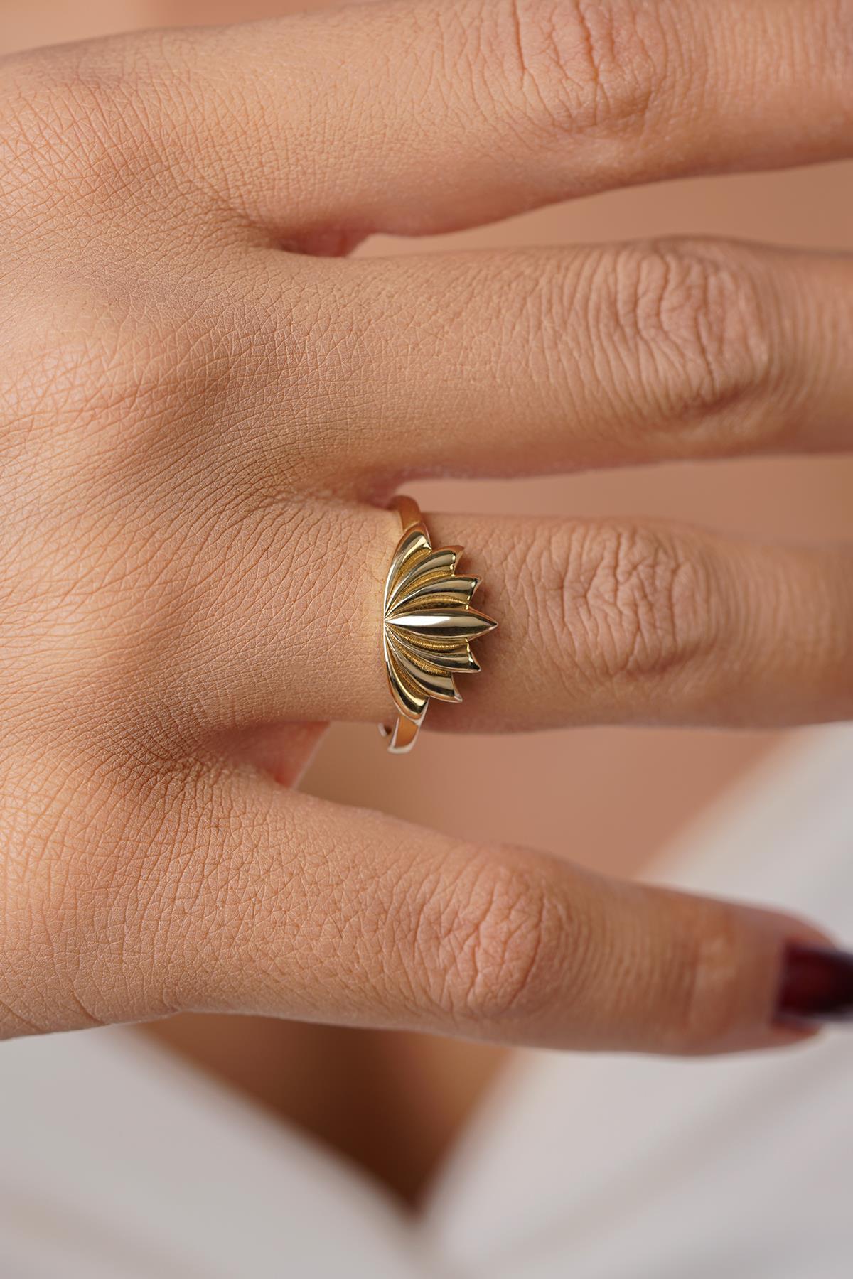 14K Gold Lotus Flower Spiritual Ring