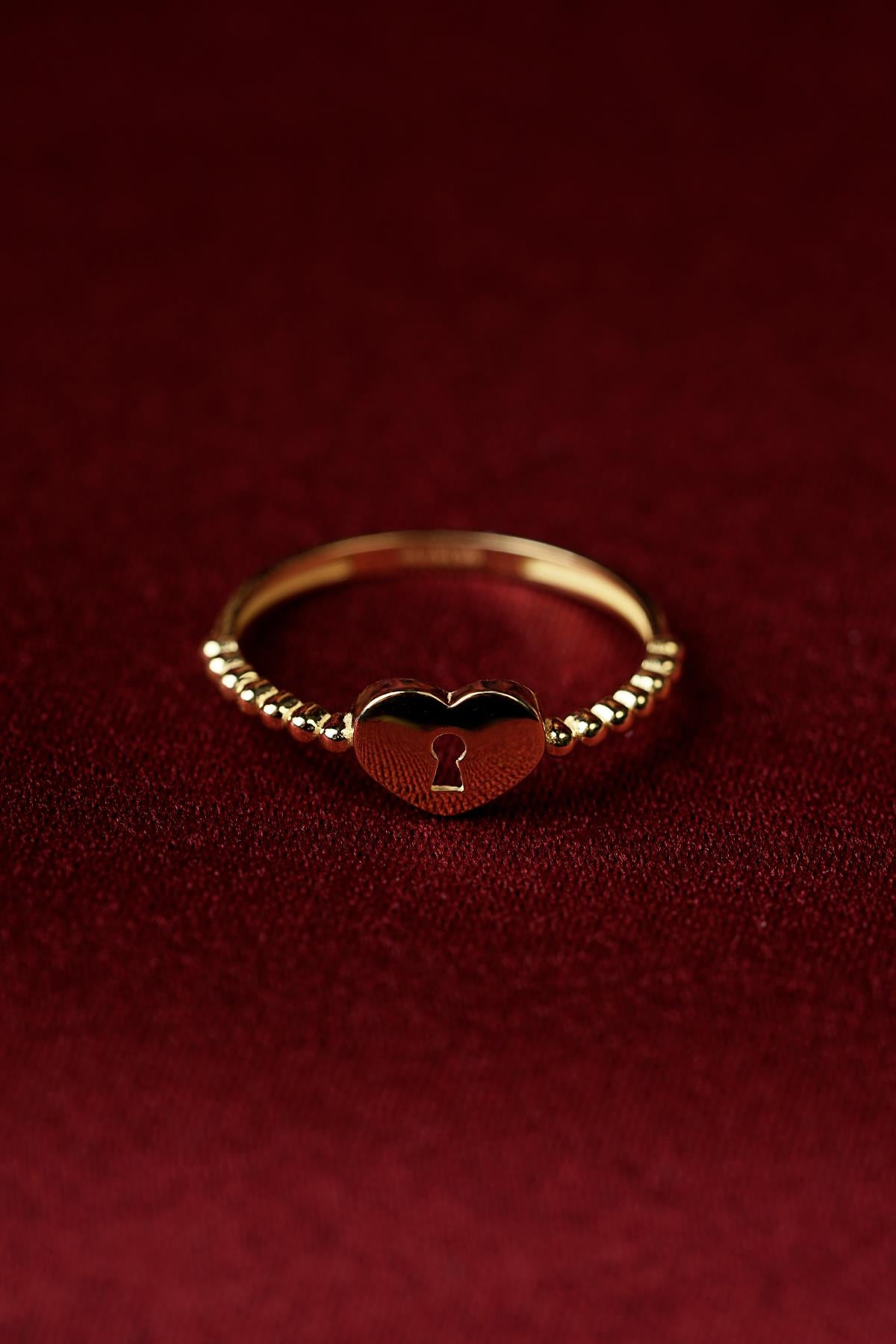 14K Gold Love Padlock Ring