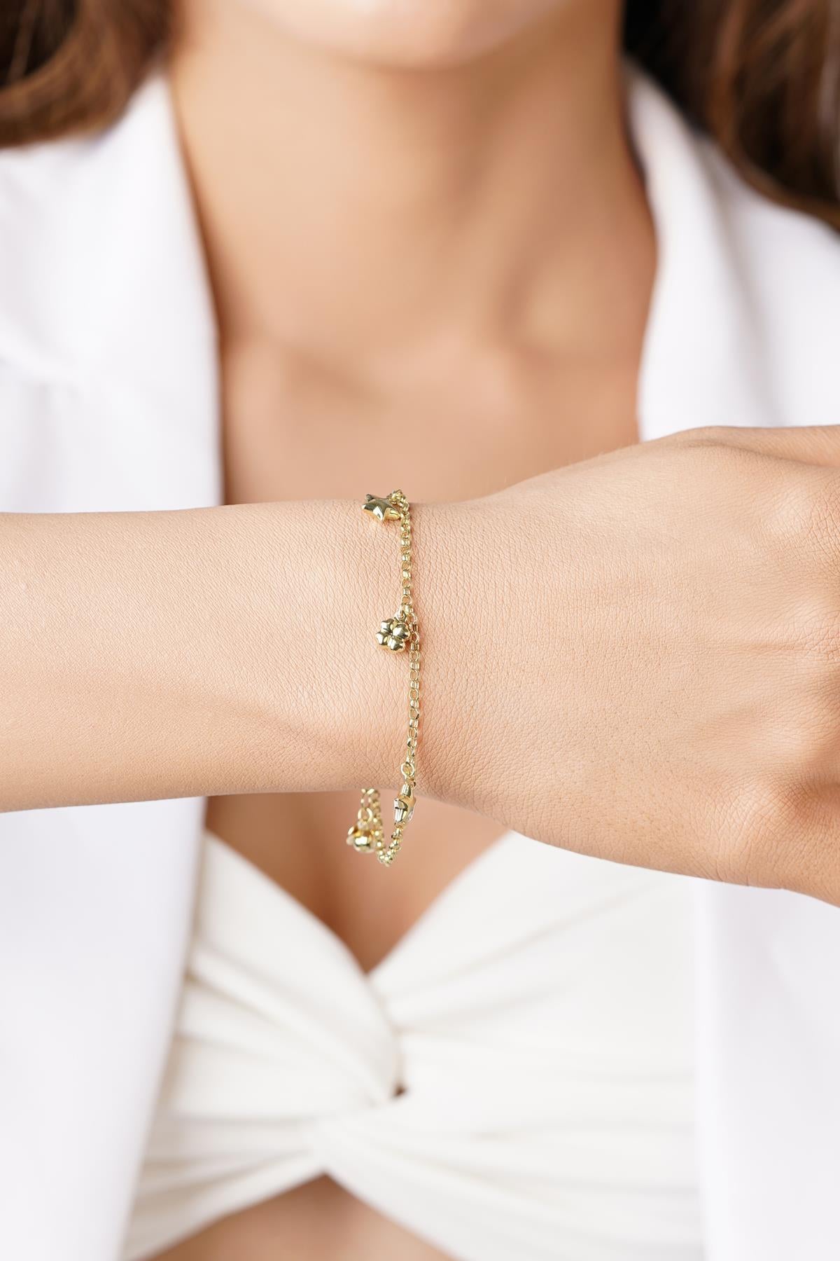 14K Gold Luck & Sparkle D-Link Bracelet