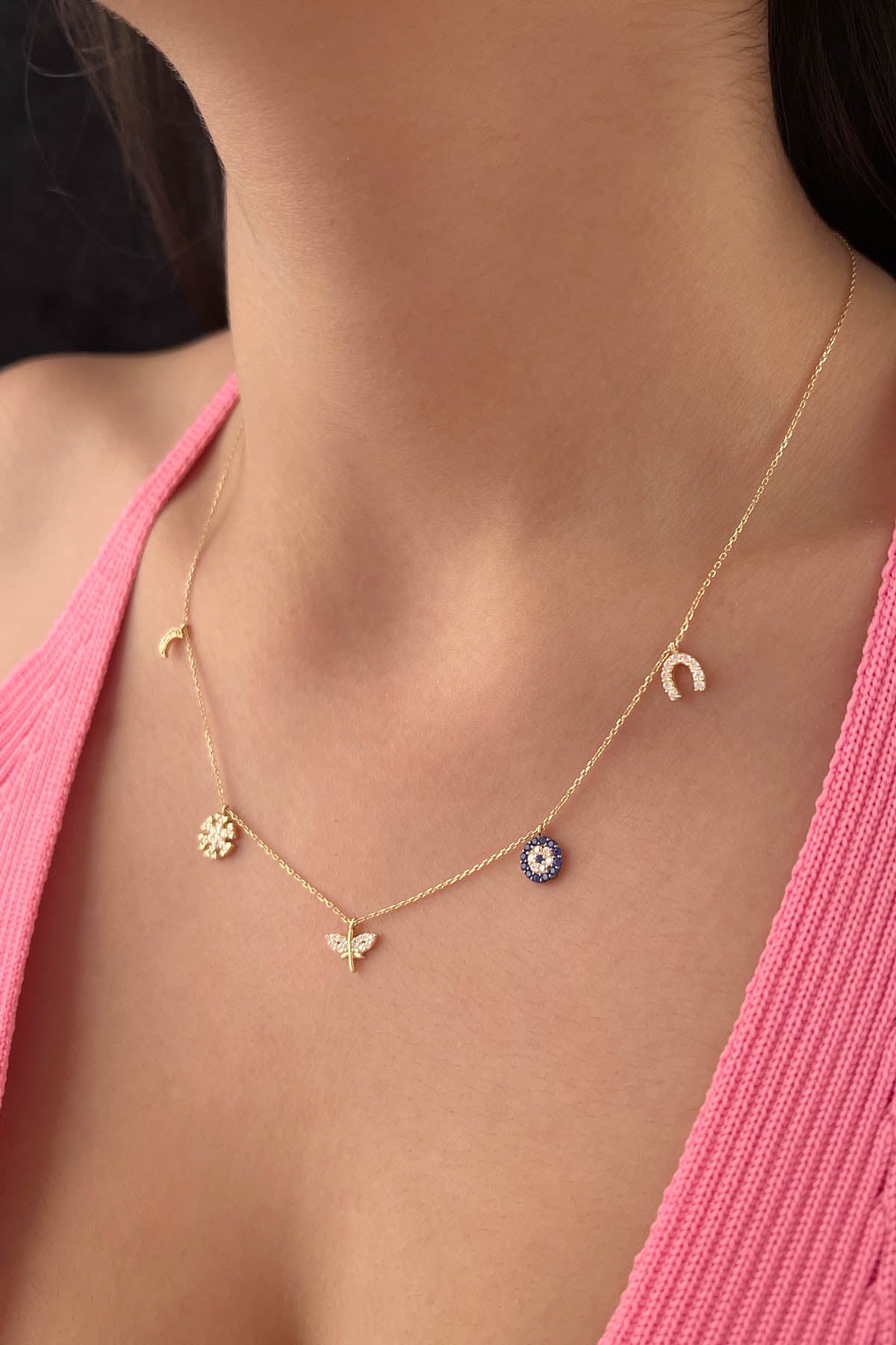14K Gold Lucky Charm Necklace