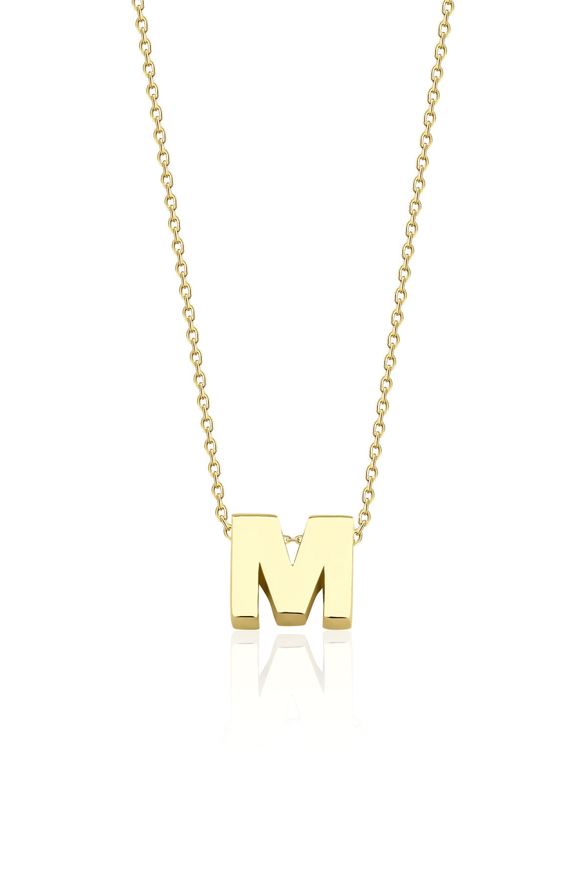 14K Gold M Initial Necklace
