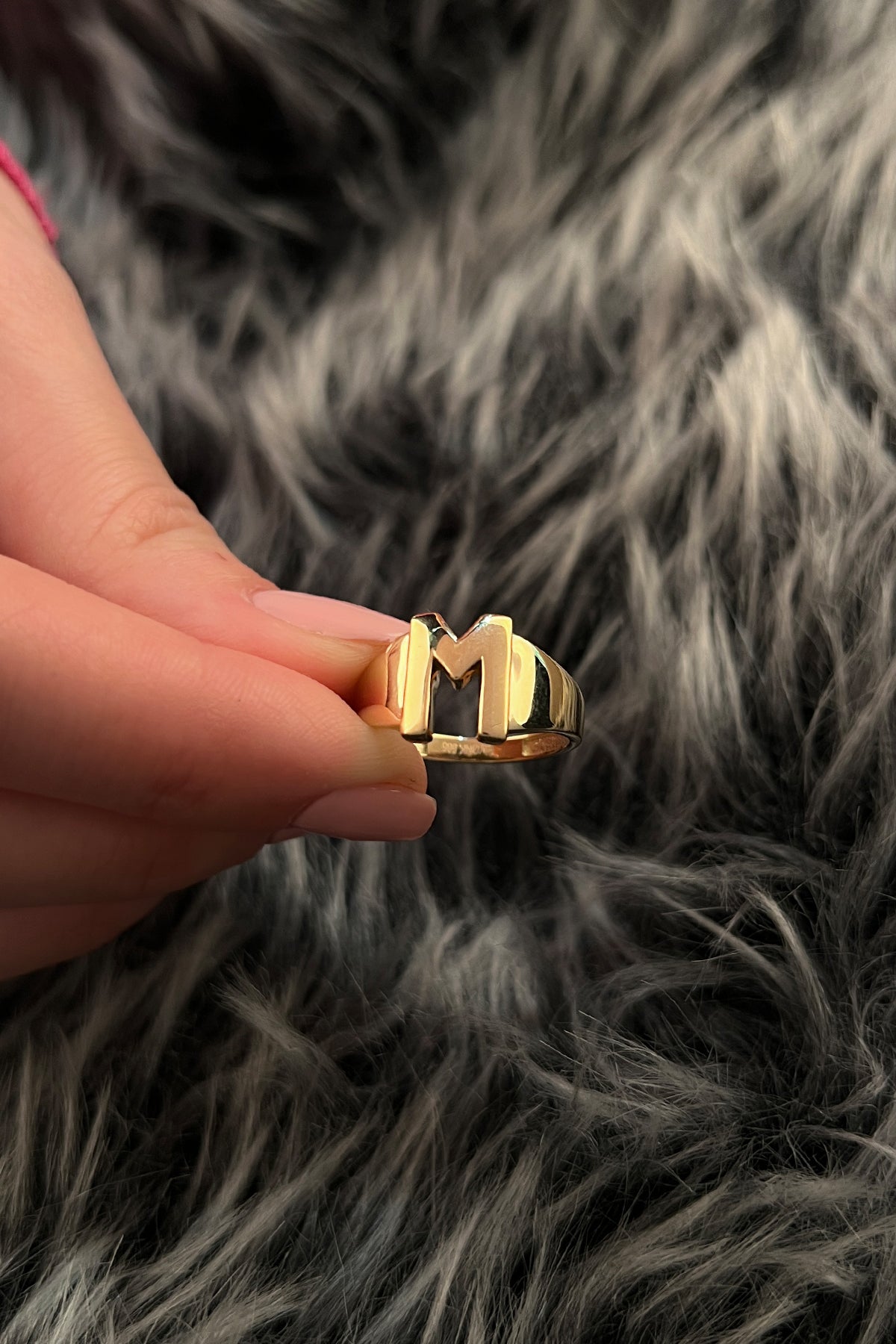 14k Gold M Initial Ring