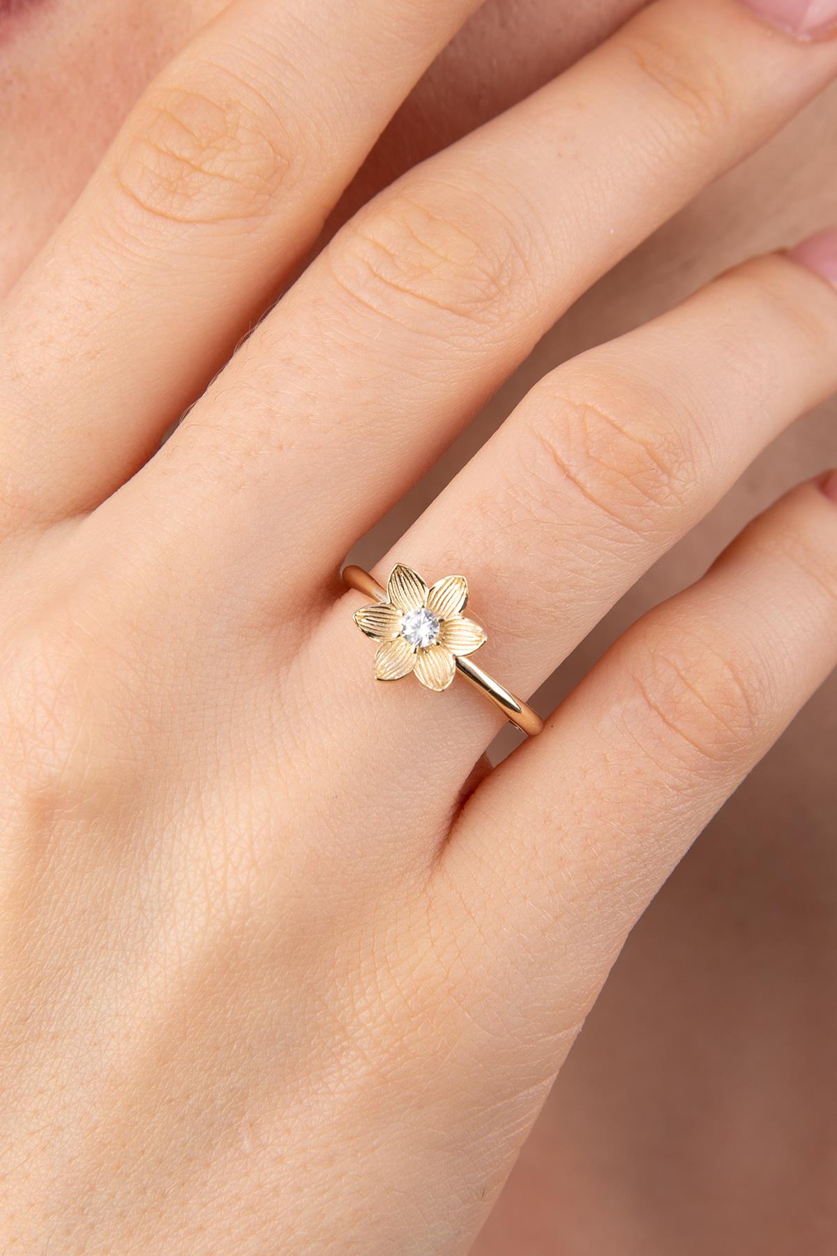 14K Gold Magnolia Rose Ring