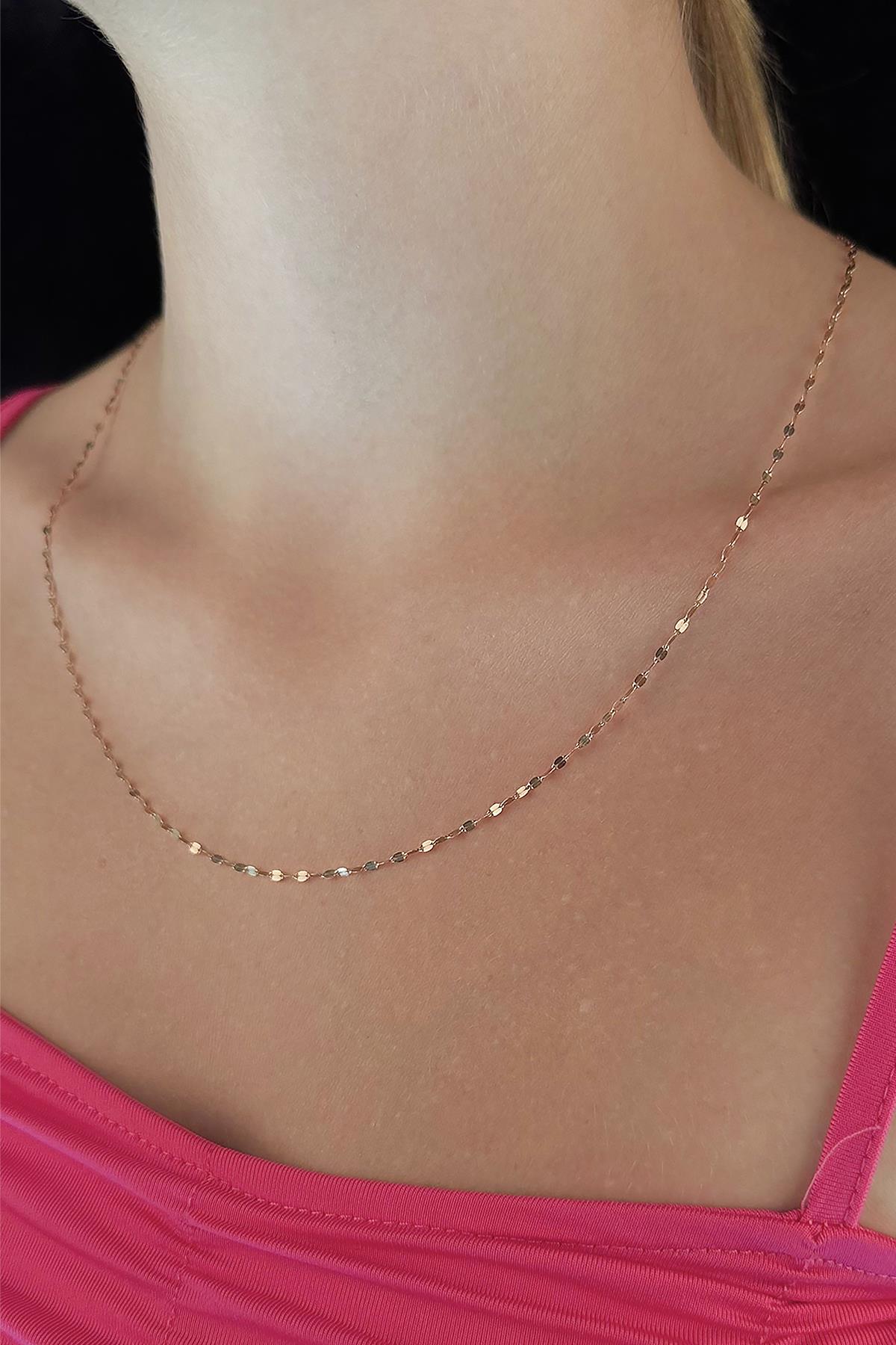 14K Gold Medium Size Mirror Necklace  0.068 inch