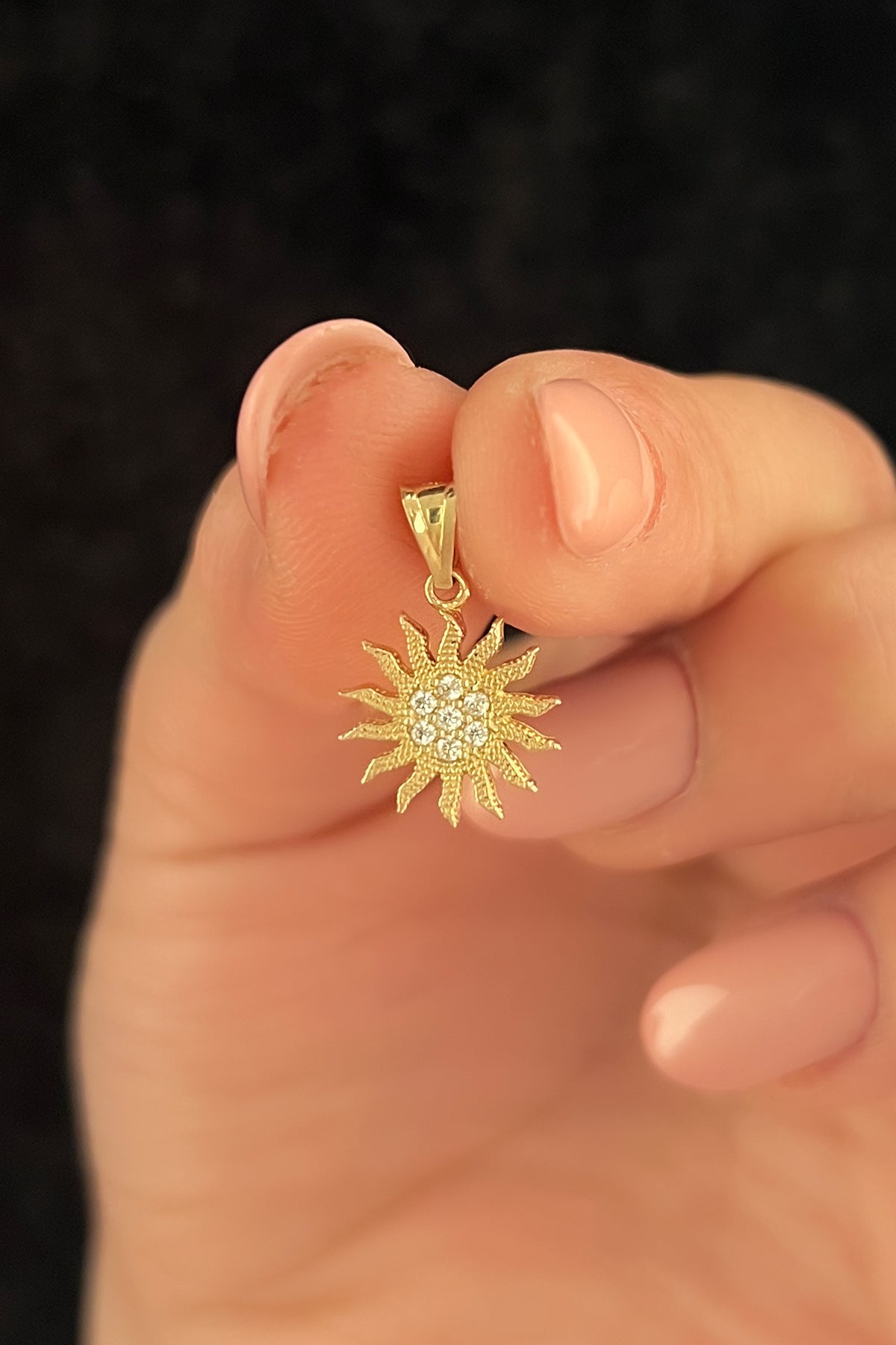 14K Gold Medium Sun Charm