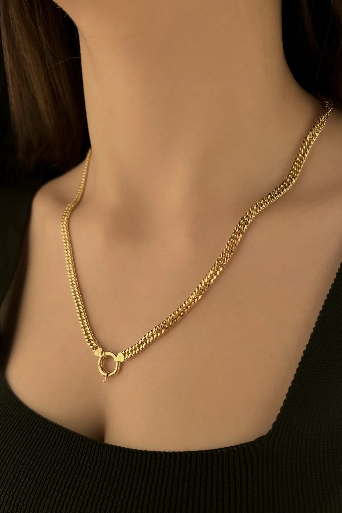 14K Gold Miami Curb Link Chain With Sailor Lock   0.196 inch