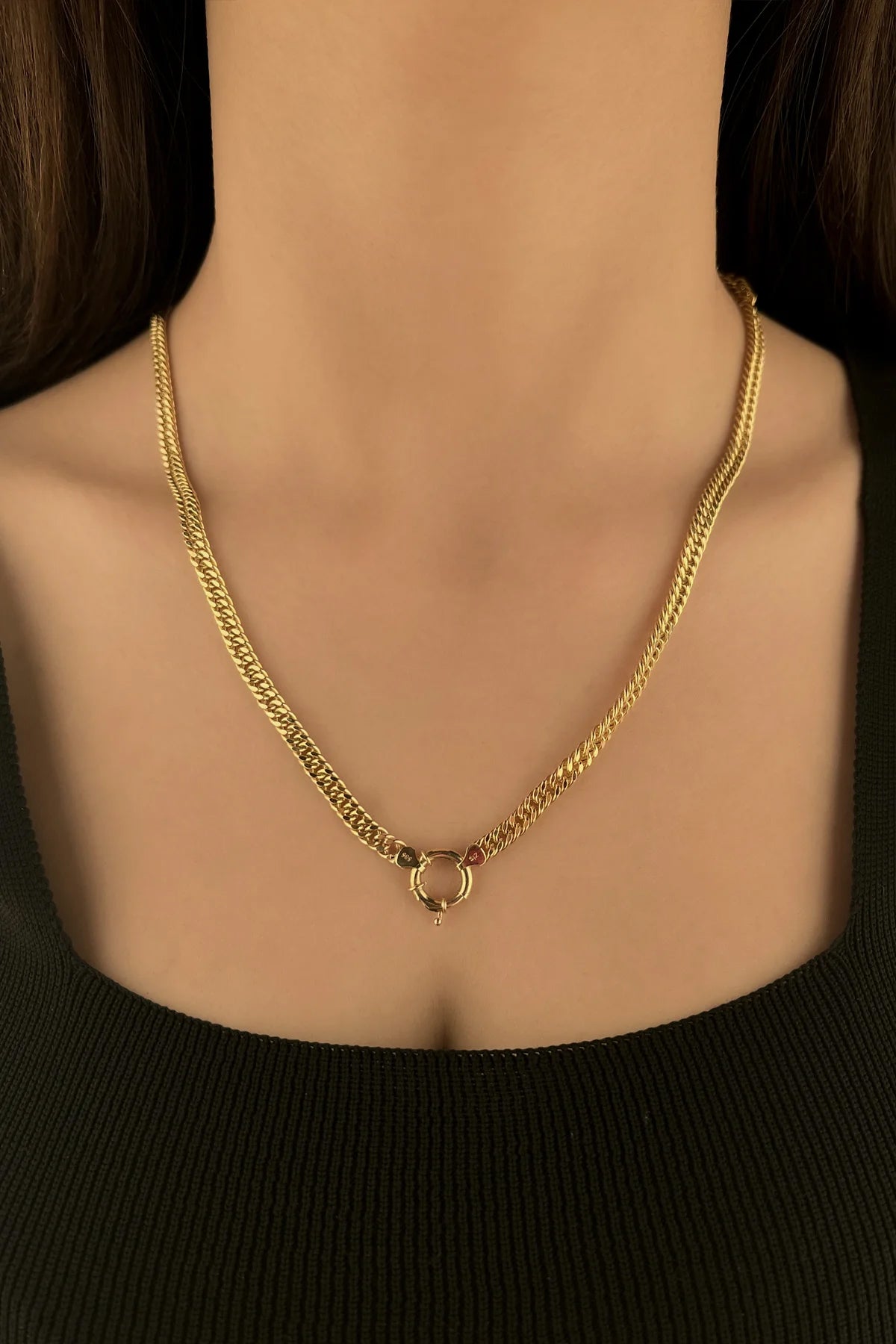 14K Gold Miami Curb Link Chain With Sailor Lock   0.196 inch