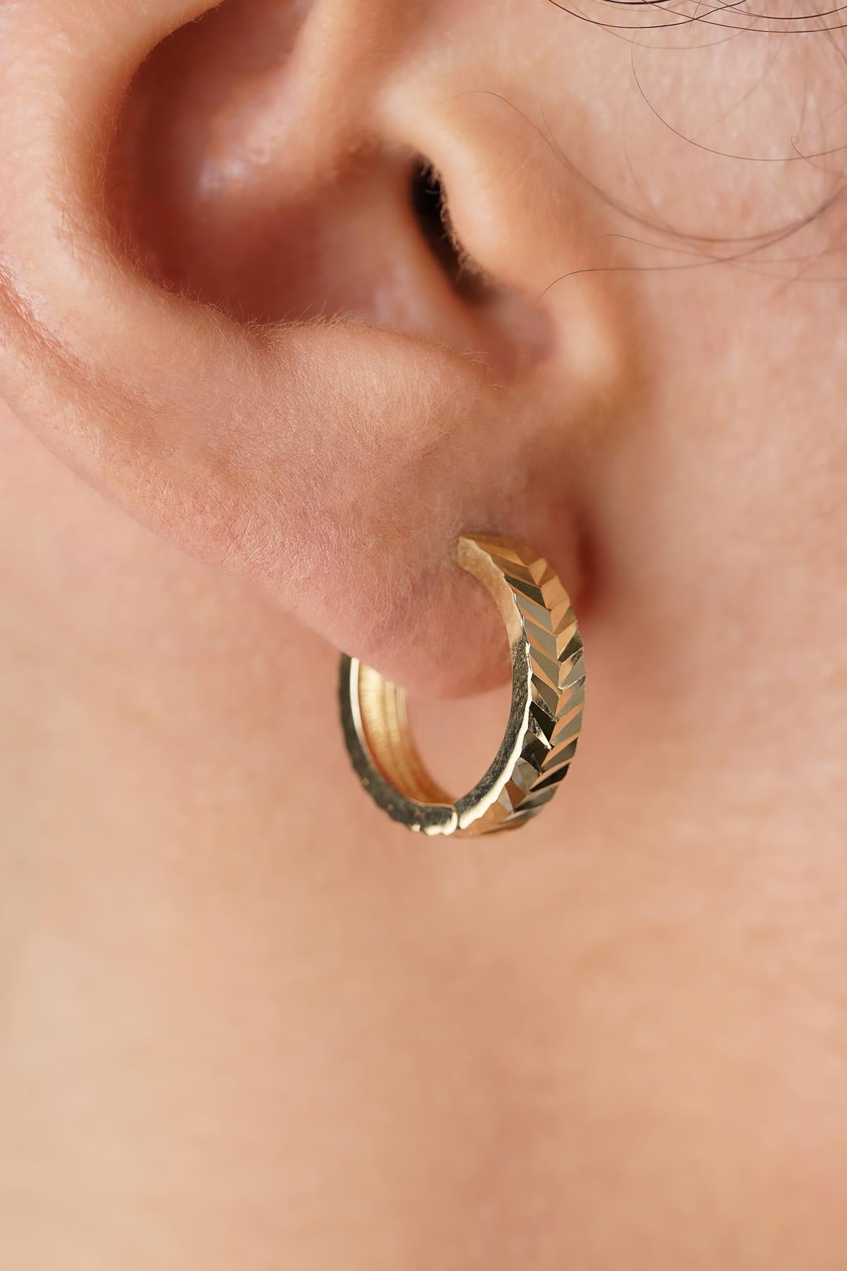 14K Solid Gold Midi Wheat Spike Studs