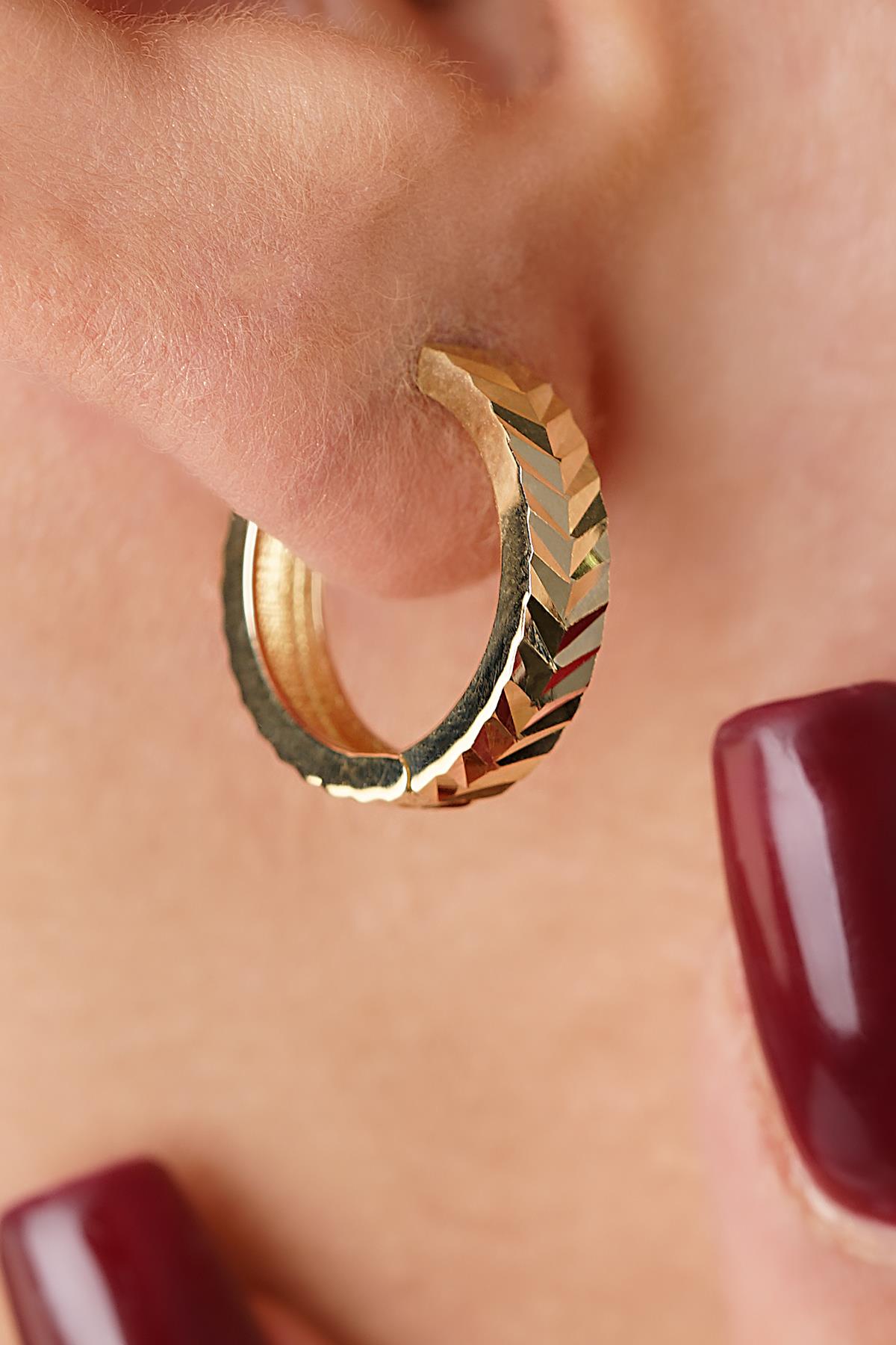 14K Solid Gold Midi Wheat Spike Studs