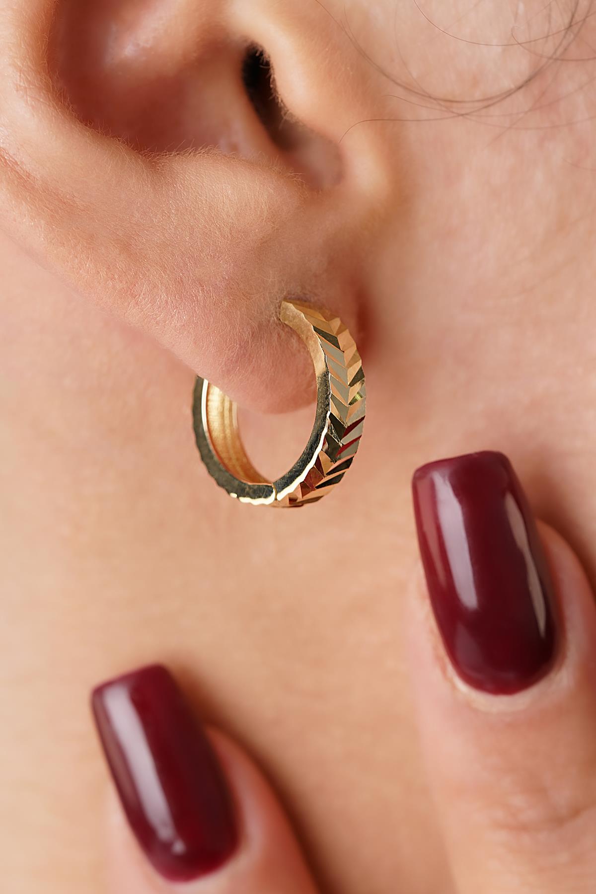14K Gold Midi Wheat Spike Studs