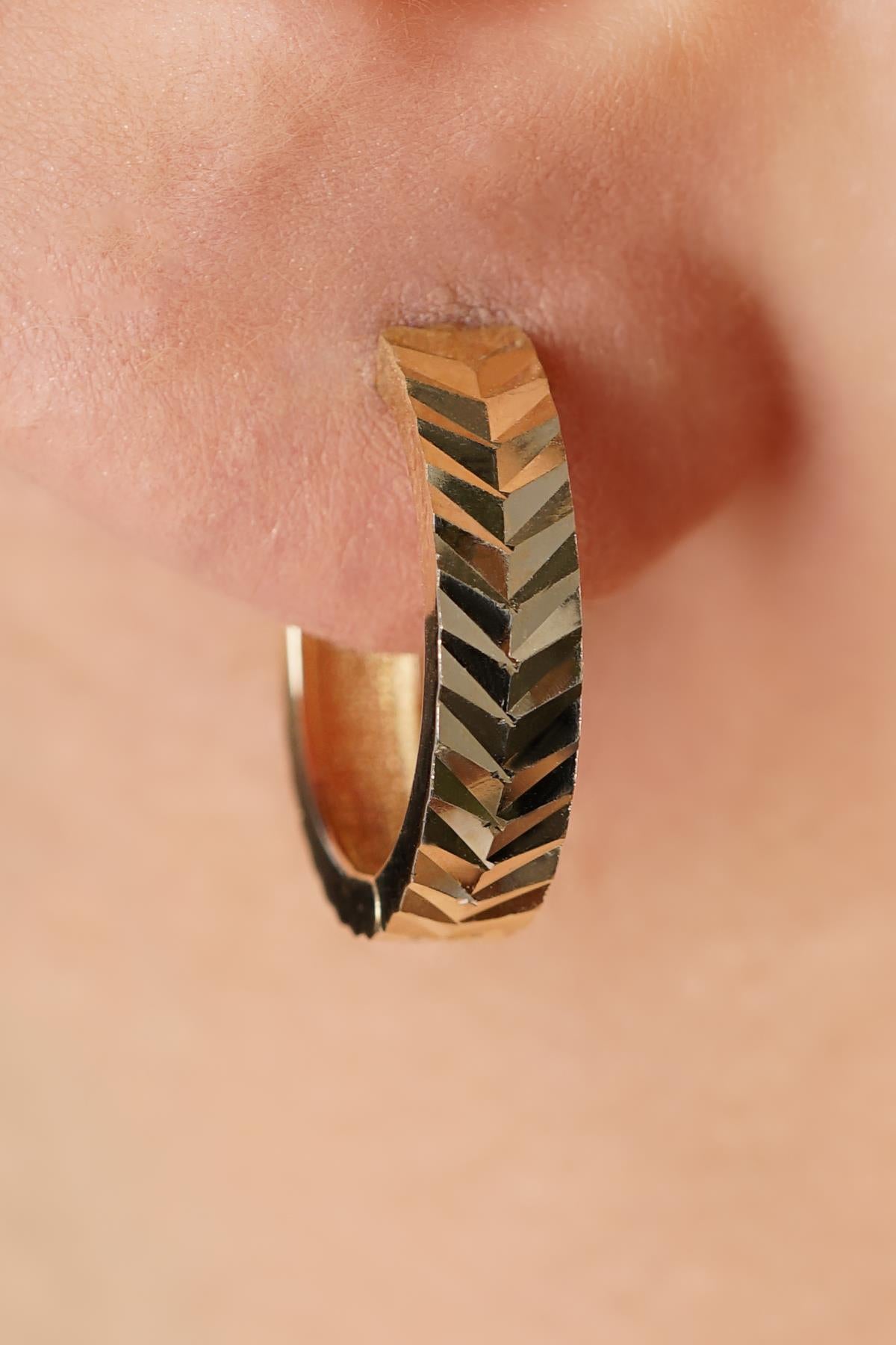 14K Gold Midi Wheat Spike Studs