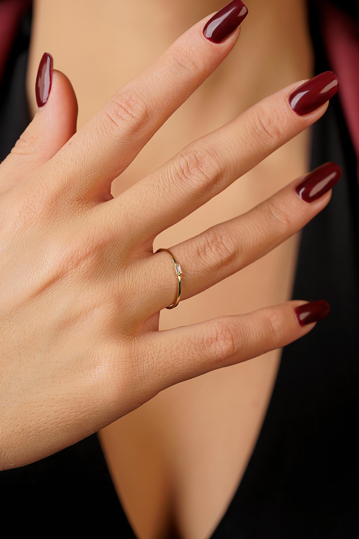 14K Gold Mini Baguette Ring