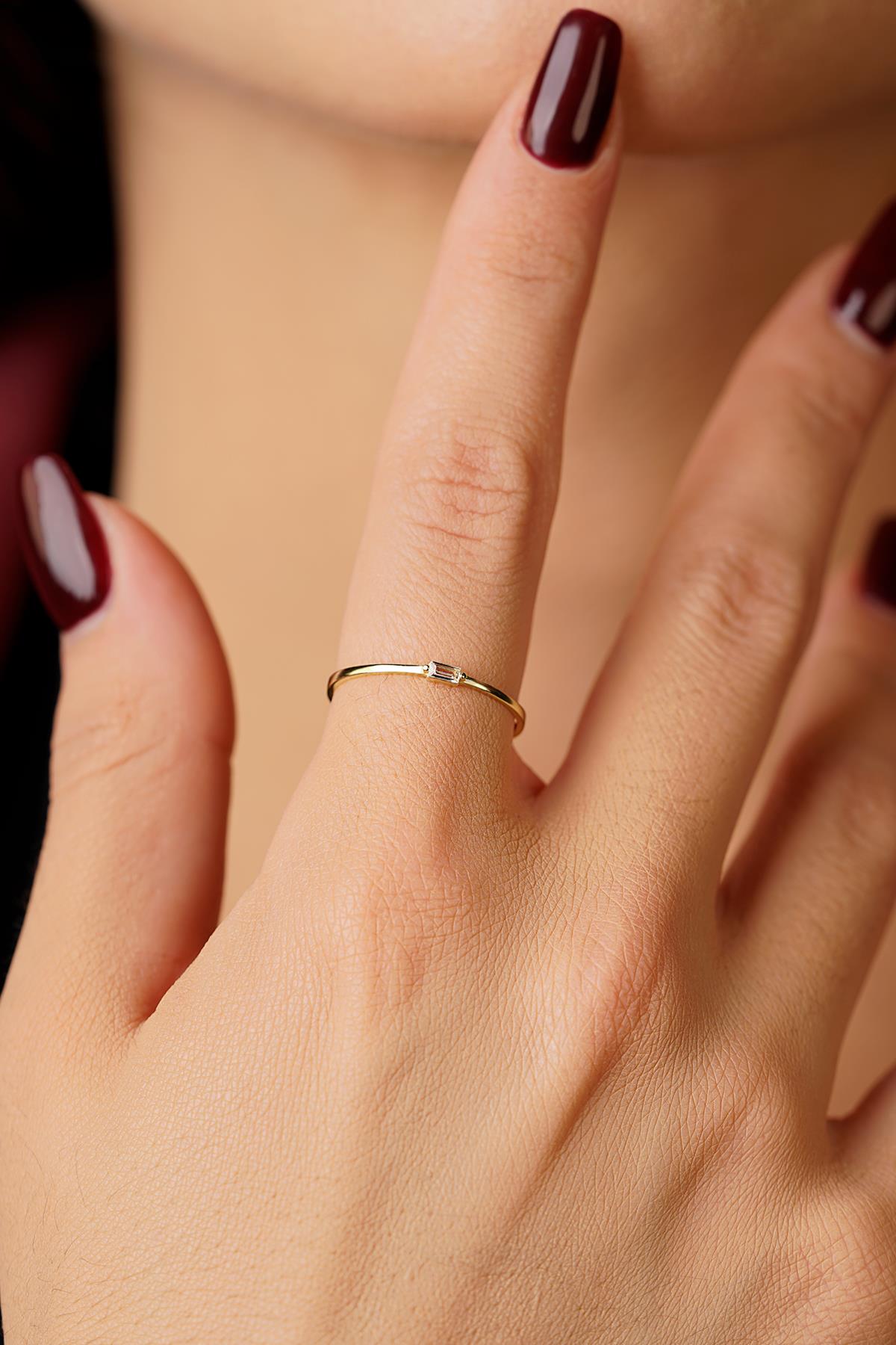 14K Gold Mini Baguette Ring