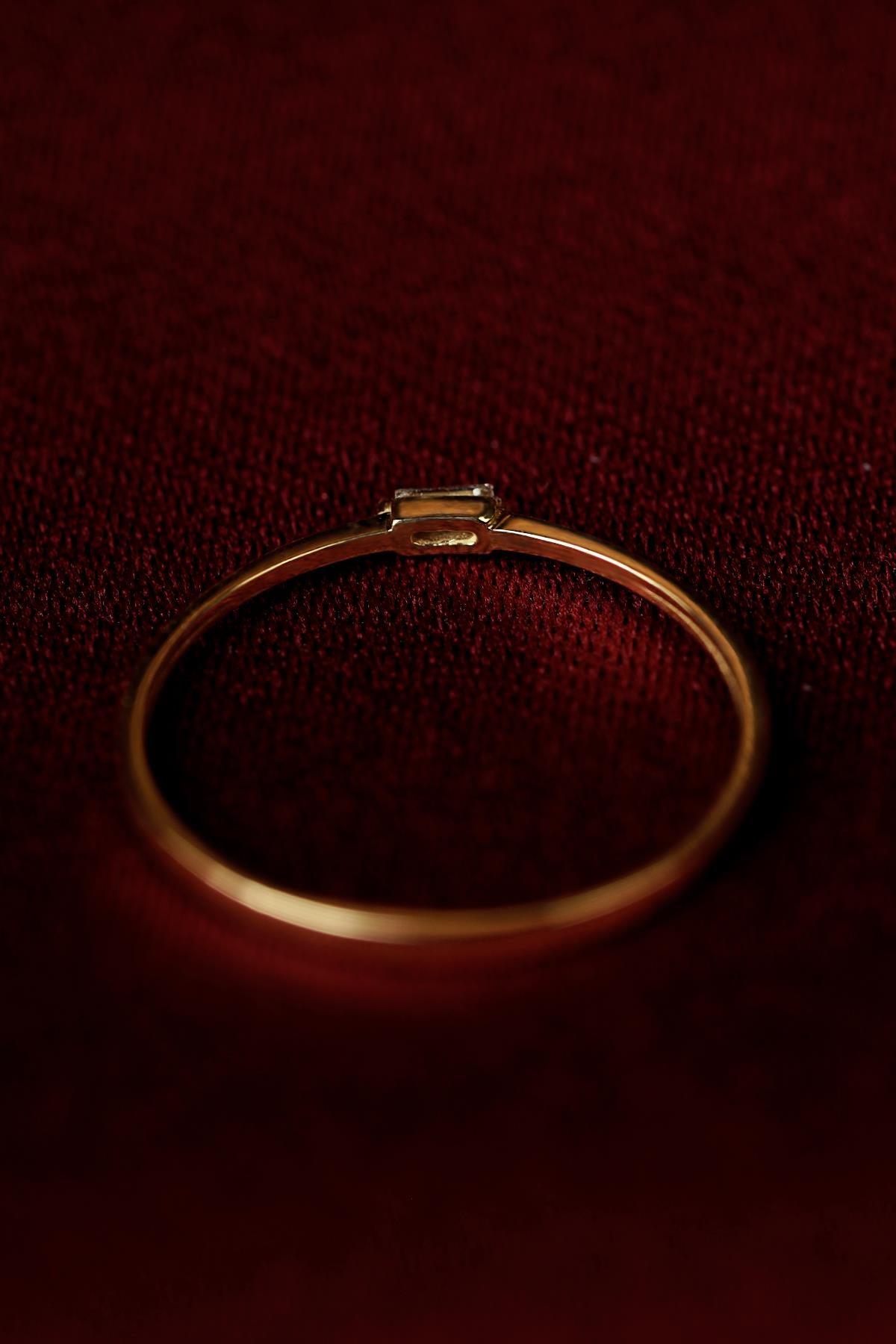 14K Gold Mini Baguette Ring