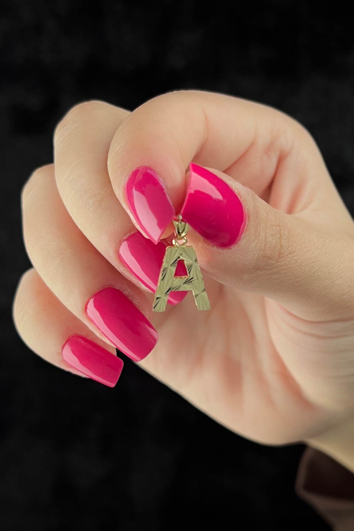 14K Gold A Letter Mini Shine Pendant