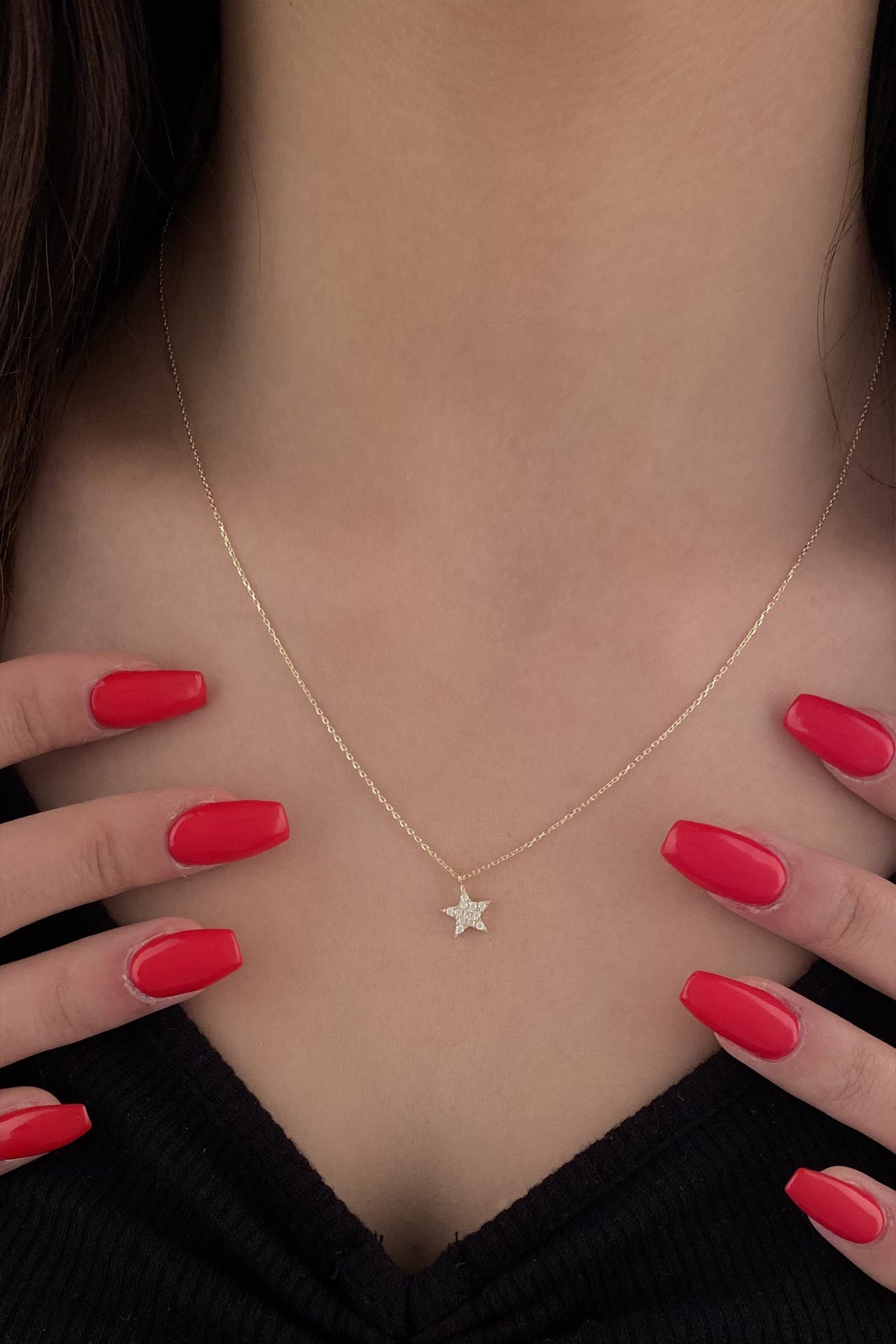 14K Gold Minimal Stone Star Necklace