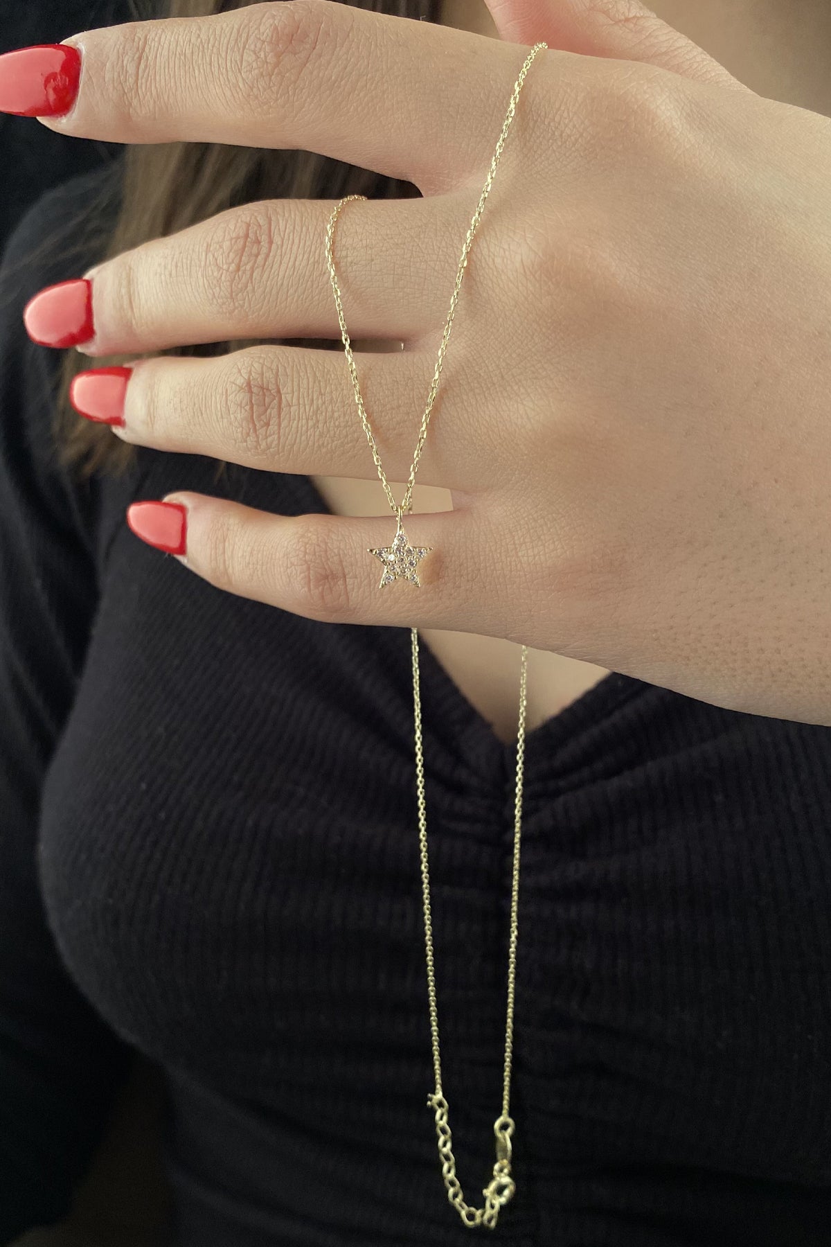14K Gold Minimal Stone Star Necklace
