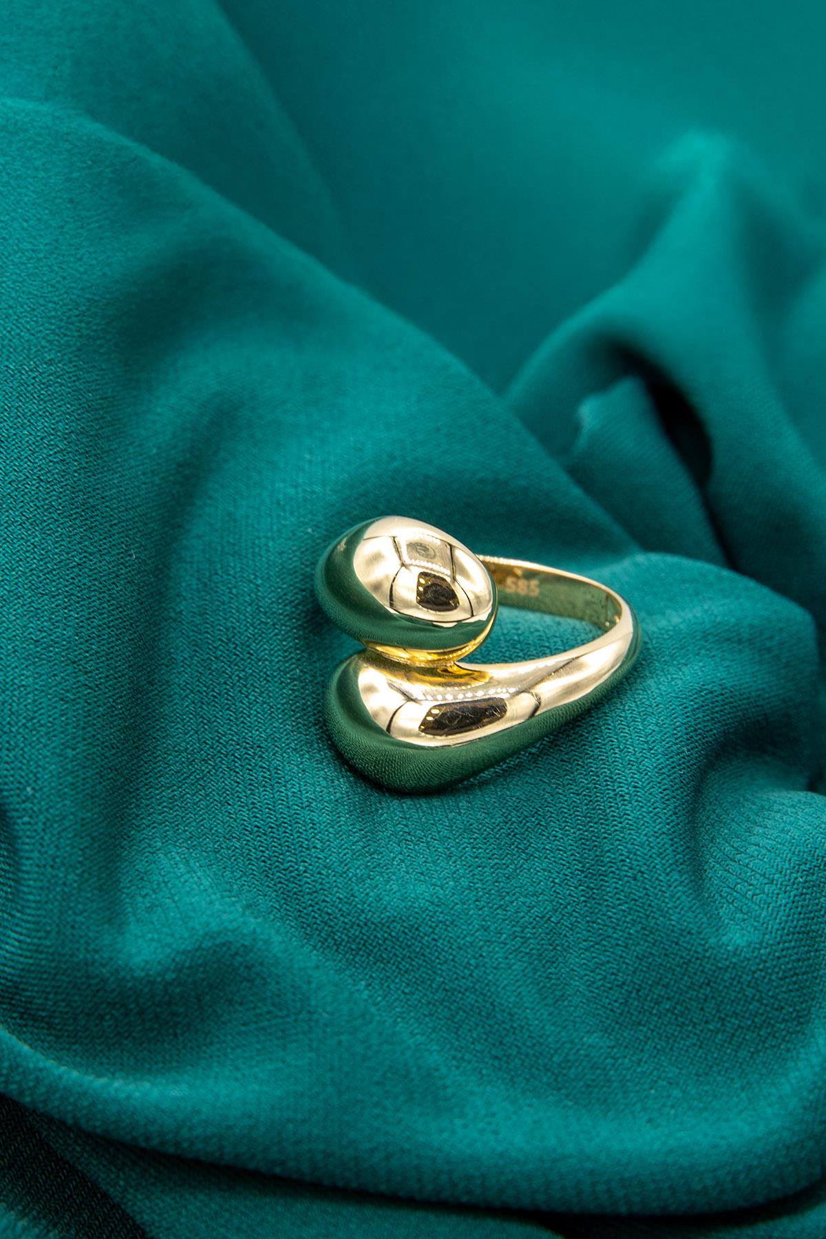 14K Gold Minimalist Chunky Teardrop Spoon Ring