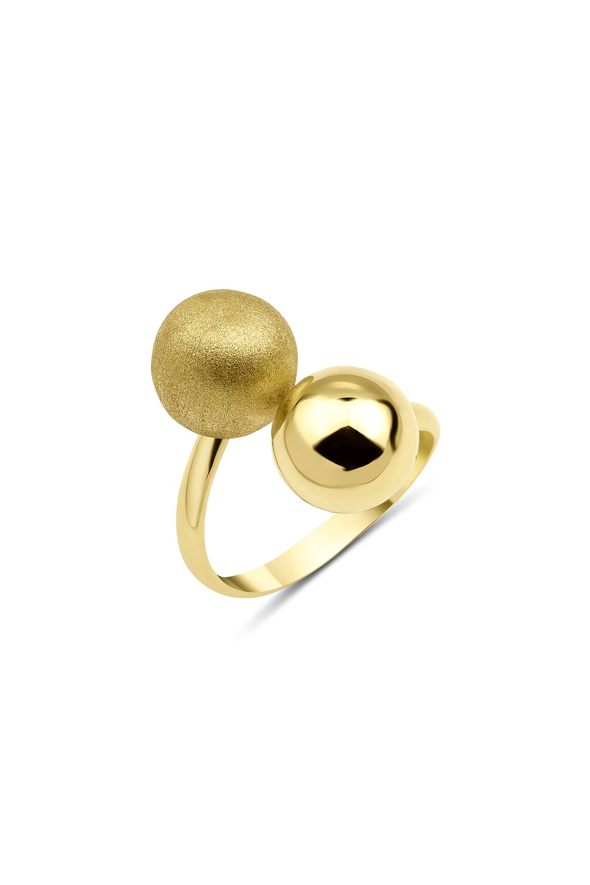 14K Gold Minimalist Double Bead Euro Ball Ring