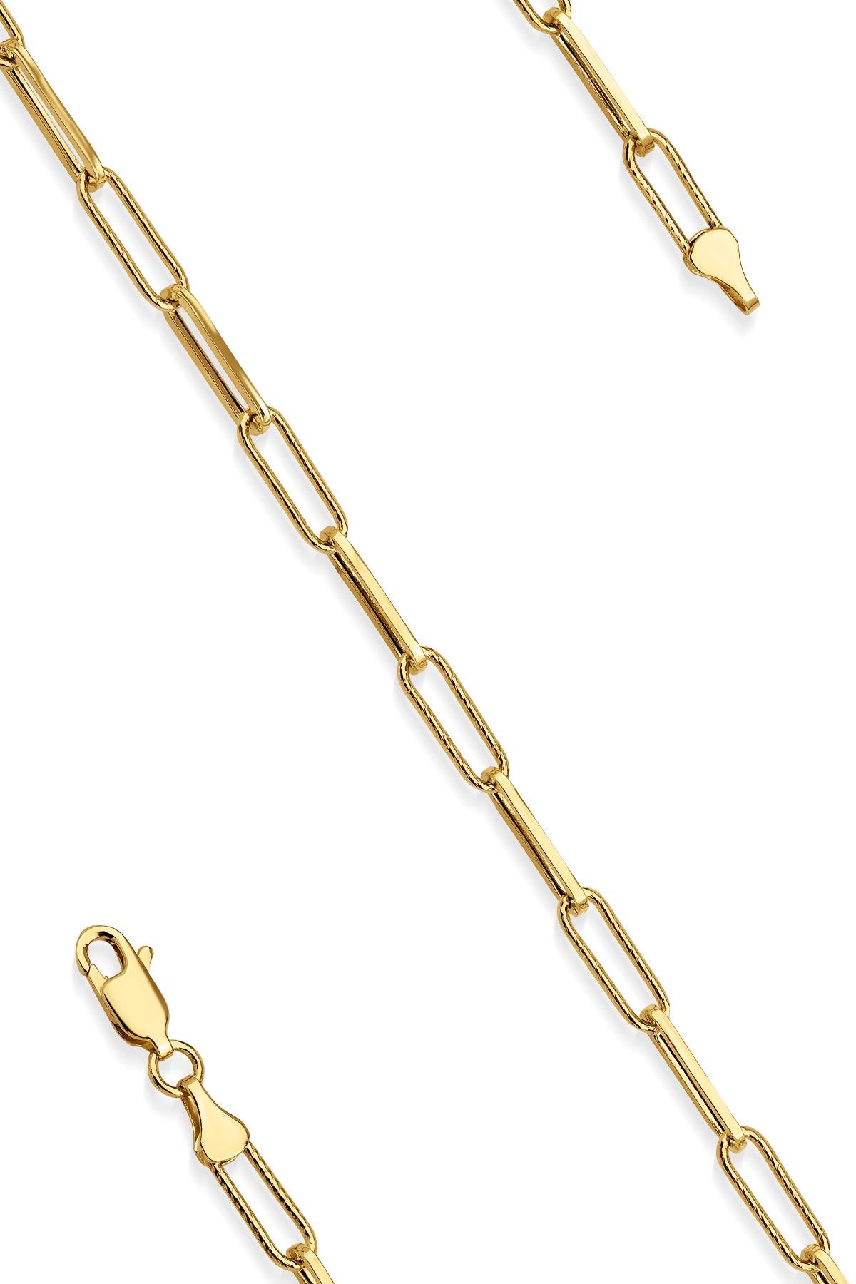 14K Gold Minimalist Paperclip Link Bracelet