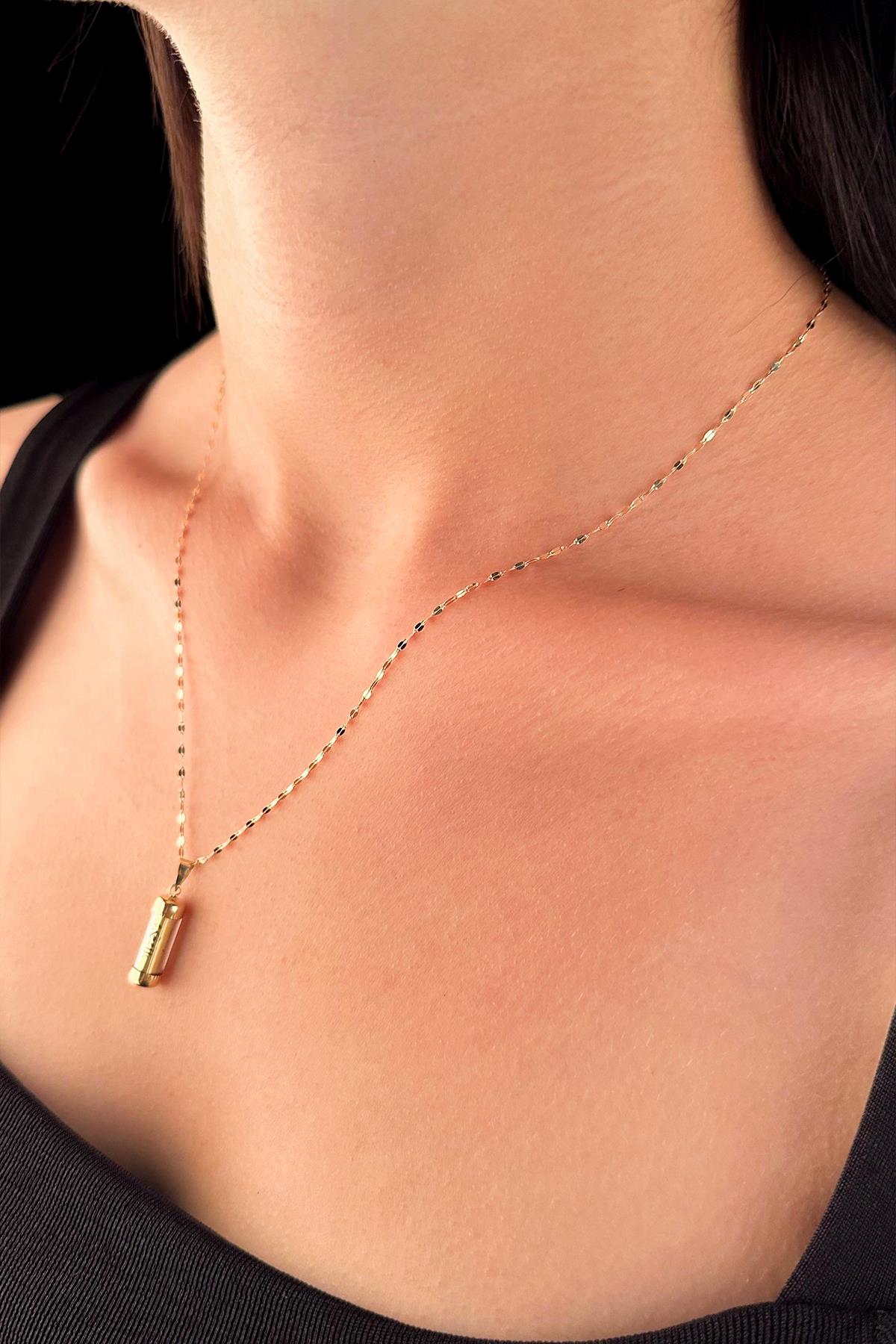 14K Gold Mirror Chain Cevsen Necklace