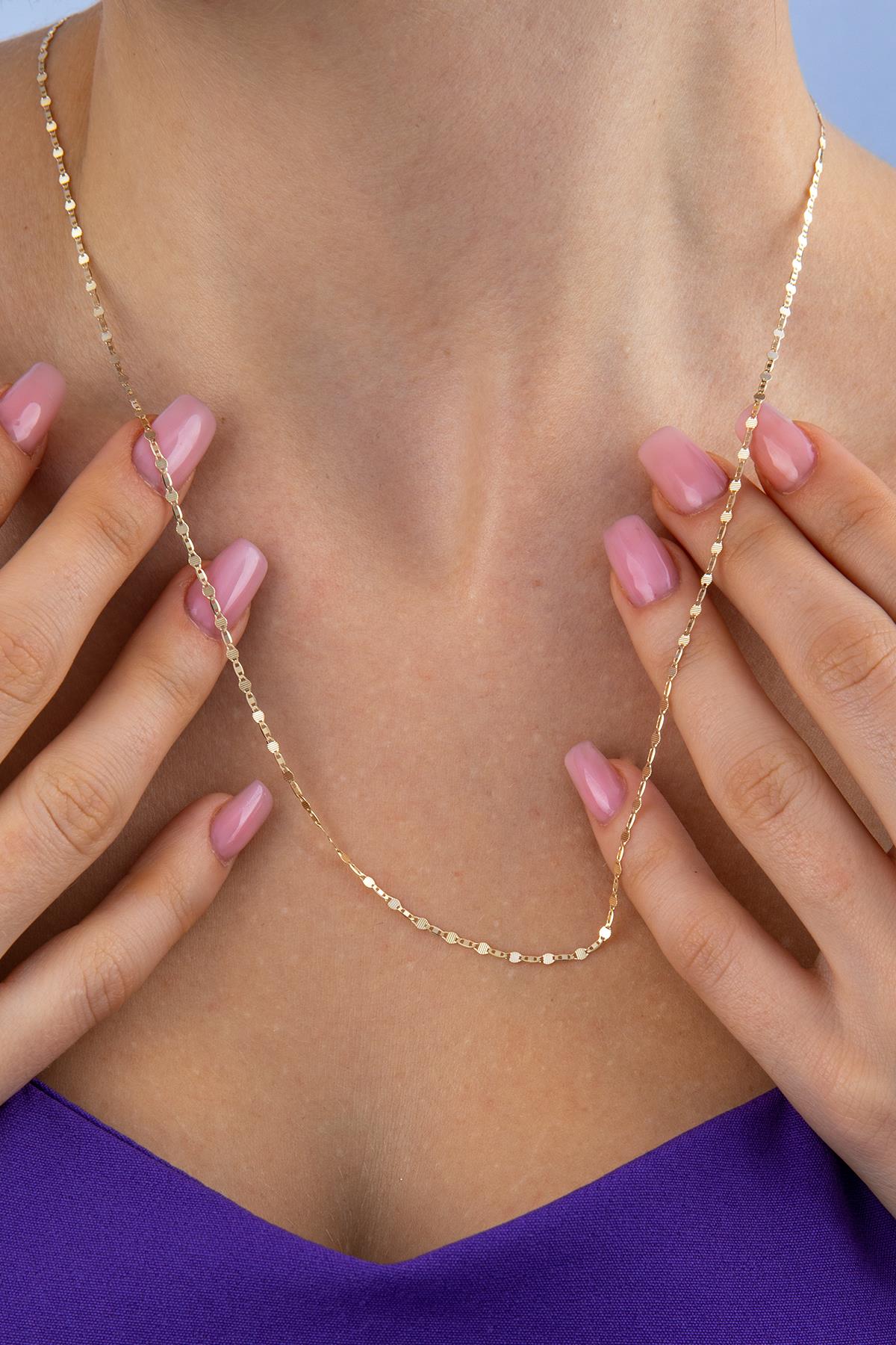 14K Gold Mirror Link Mariner Chain