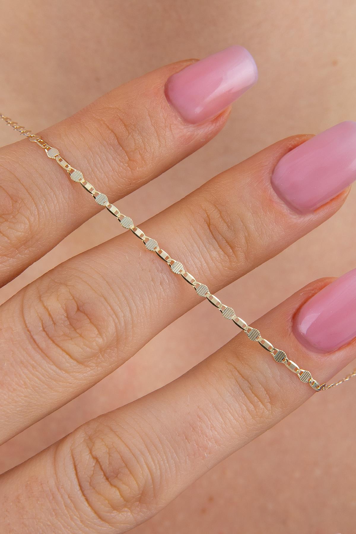 14K Gold Mirror Link Mariner Chain