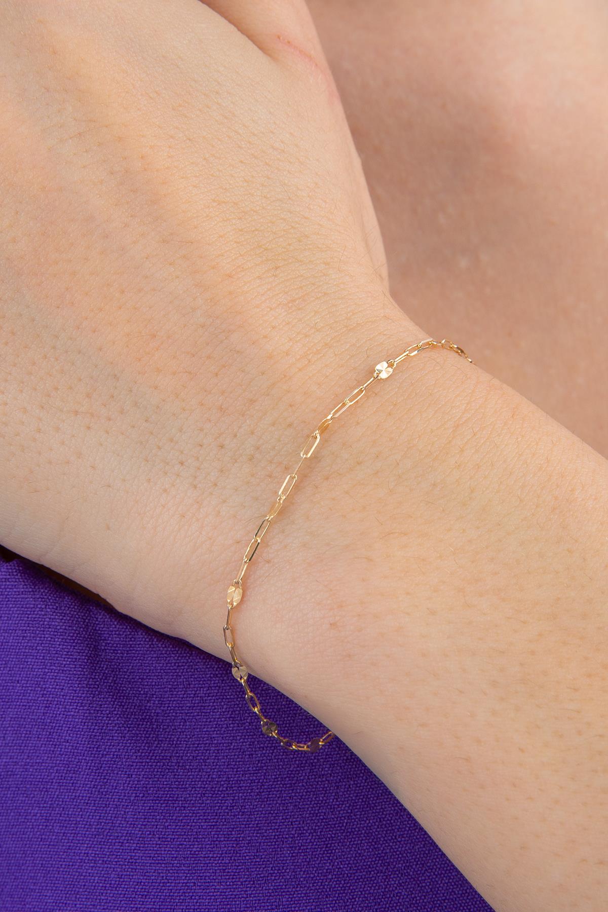 14K Gold Mirror Paperclip Bracelet