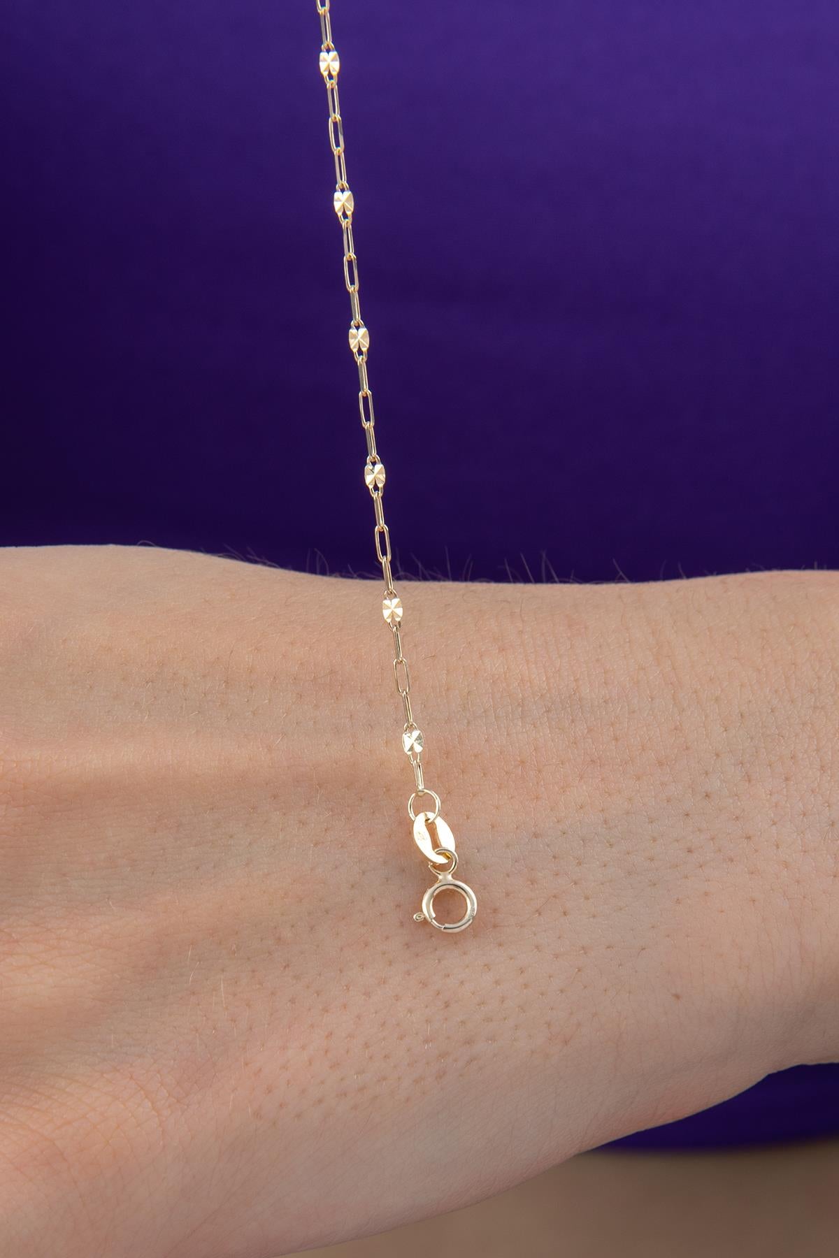 14K Gold Mirror Paperclip Bracelet