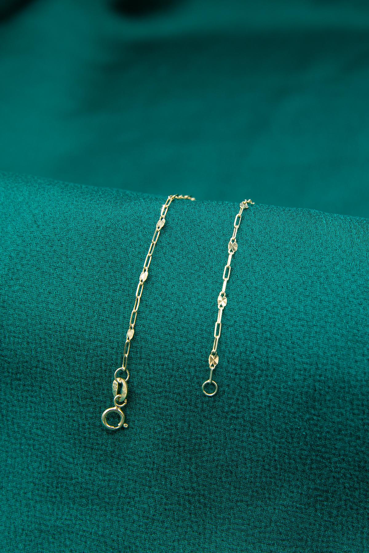 14K Gold Mirror Paperclip Bracelet