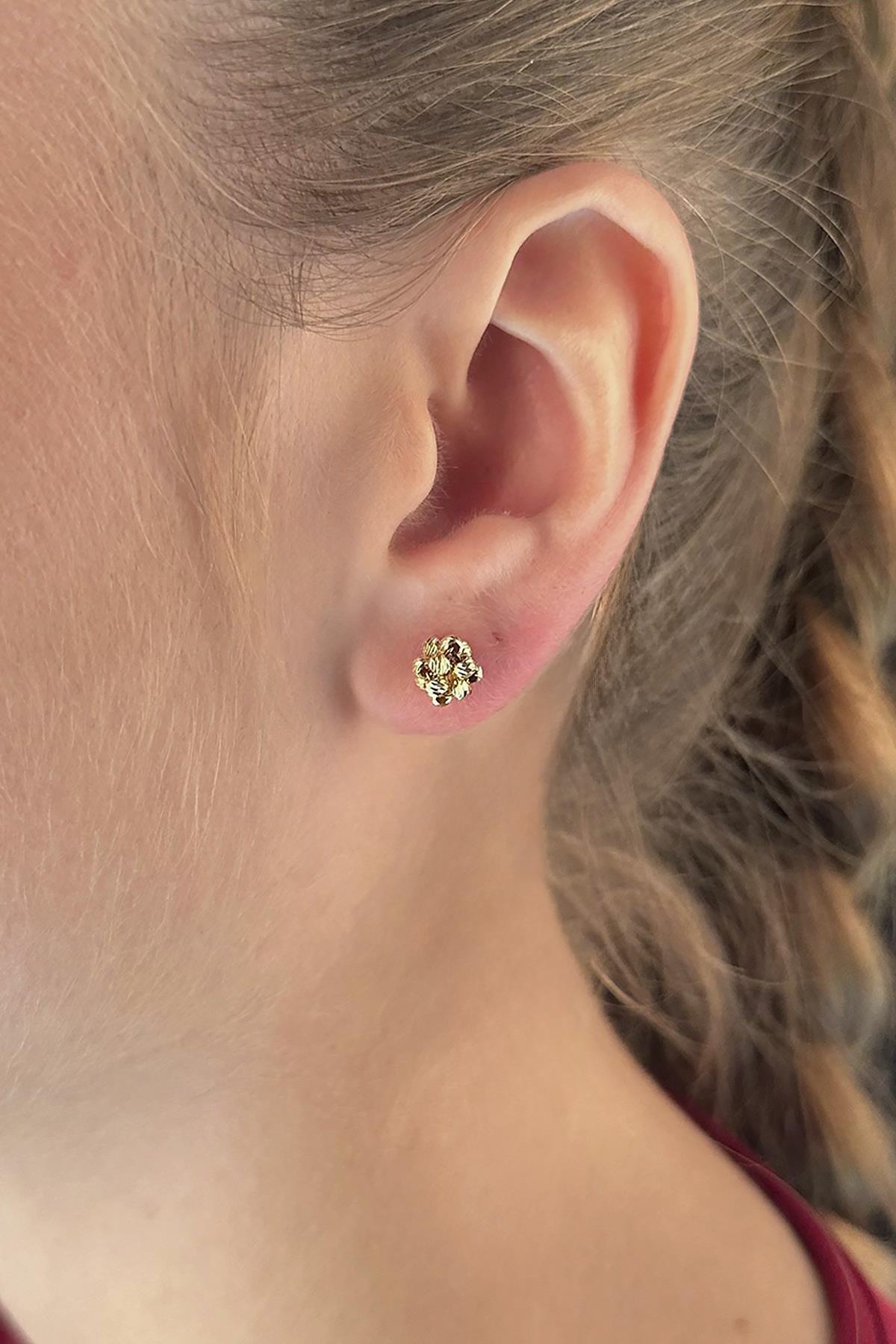 14K Gold Mix Color Dorica Ball Stud Earrings