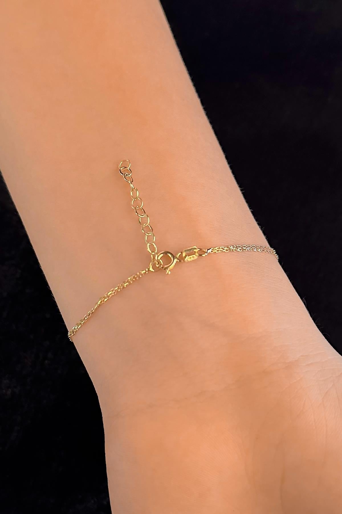 14K Gold Moon Star Bracelet