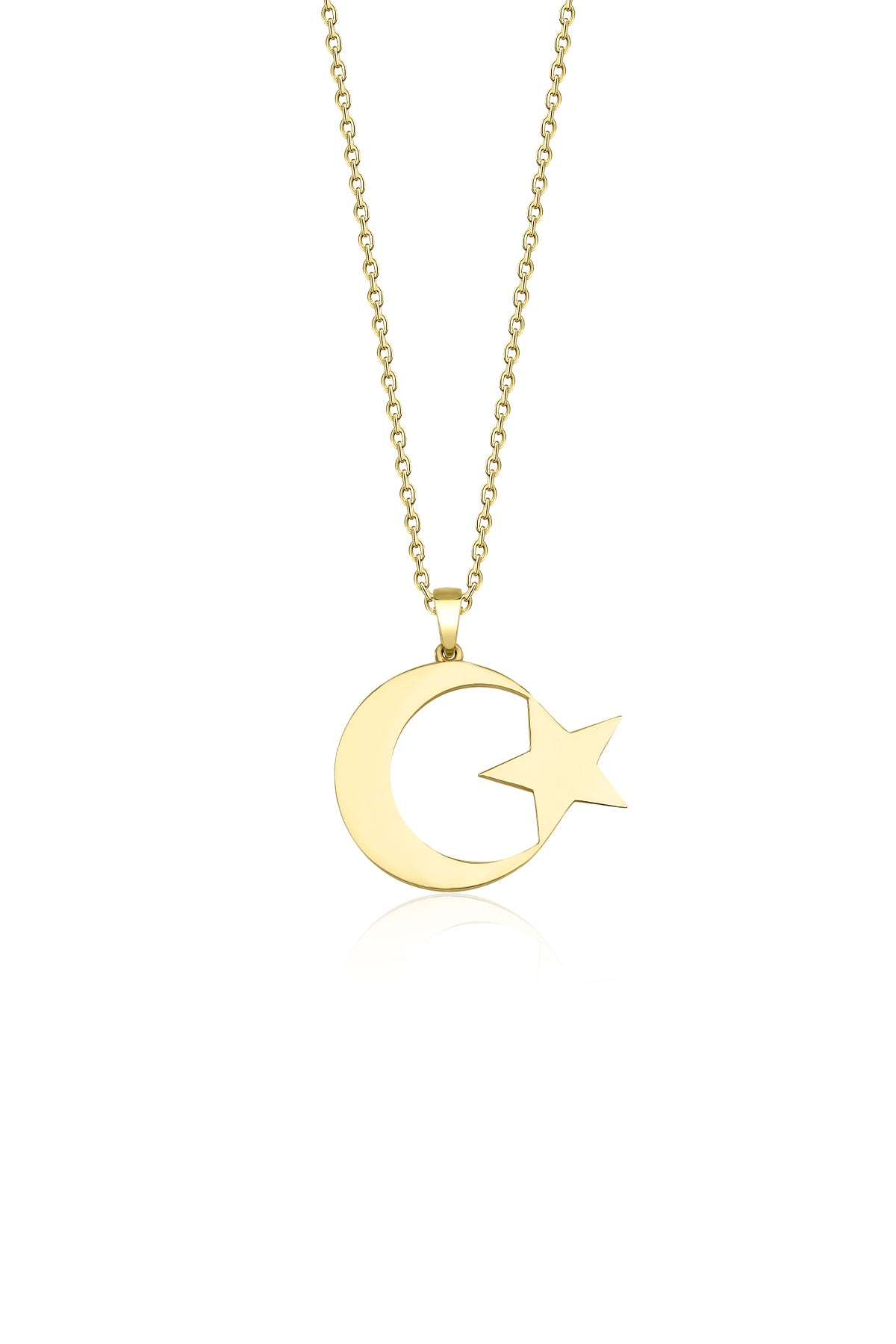14K Gold Moon Star Necklace
