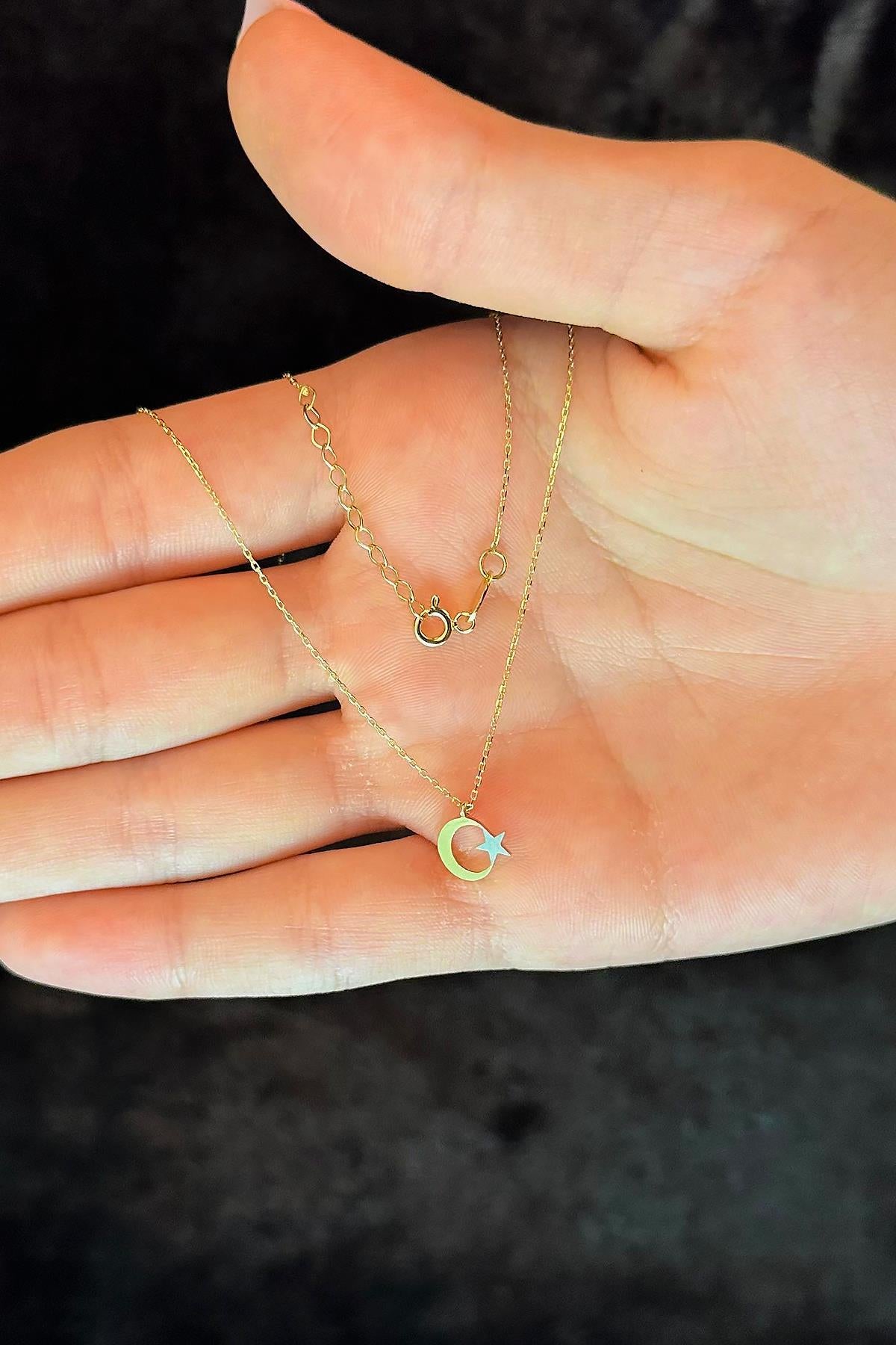 14K Gold MoonStar Necklace