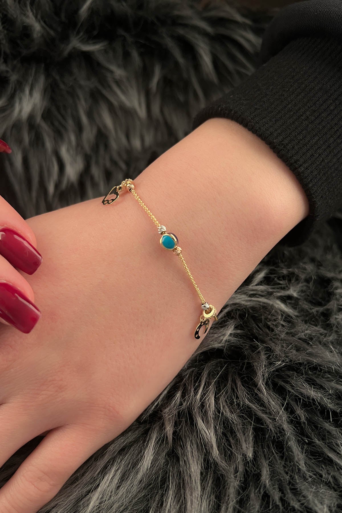 14K Gold Multi-Color Lucky Bracelet
