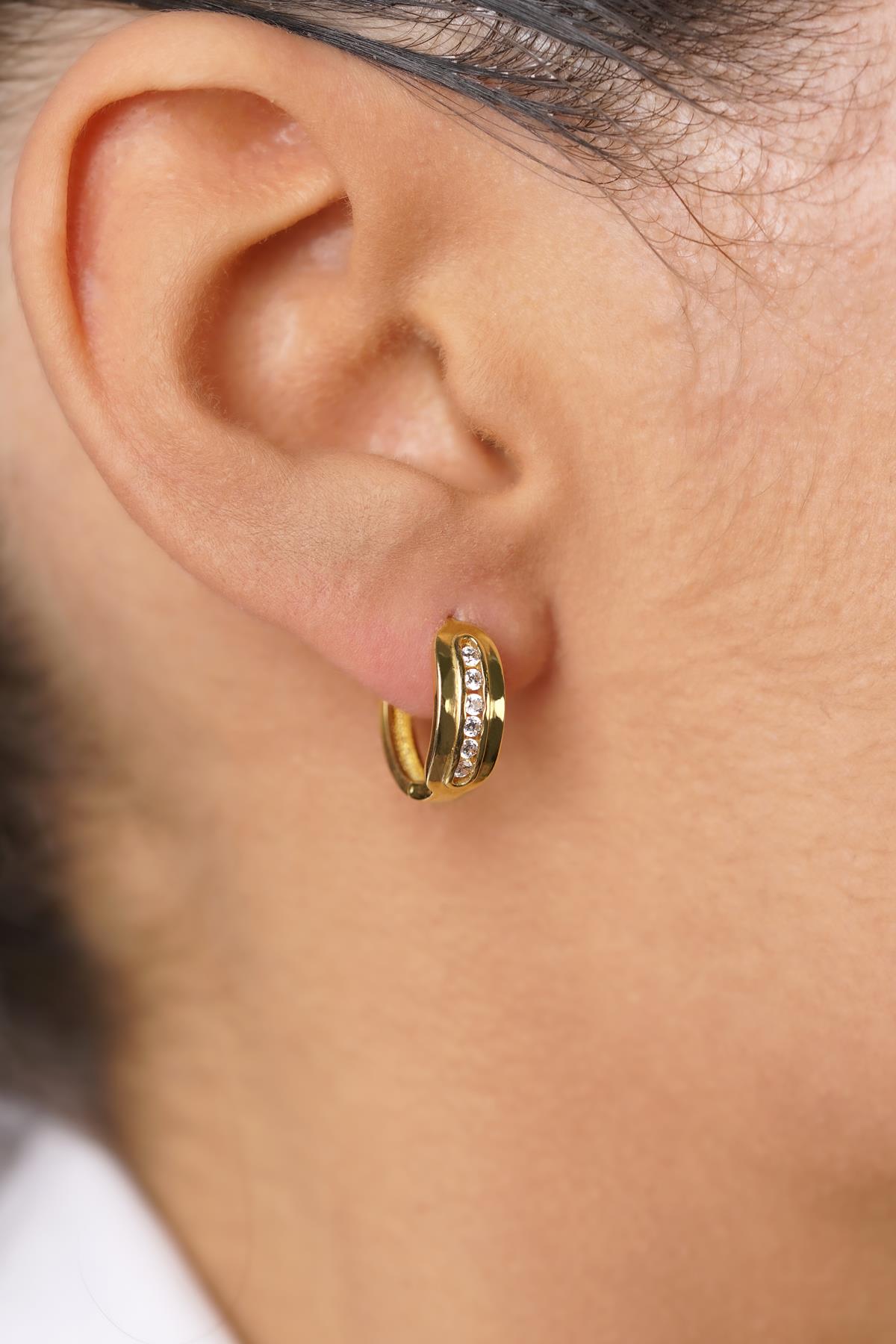 14K Gold Multi-Stone Eternity Hoop Earrings
