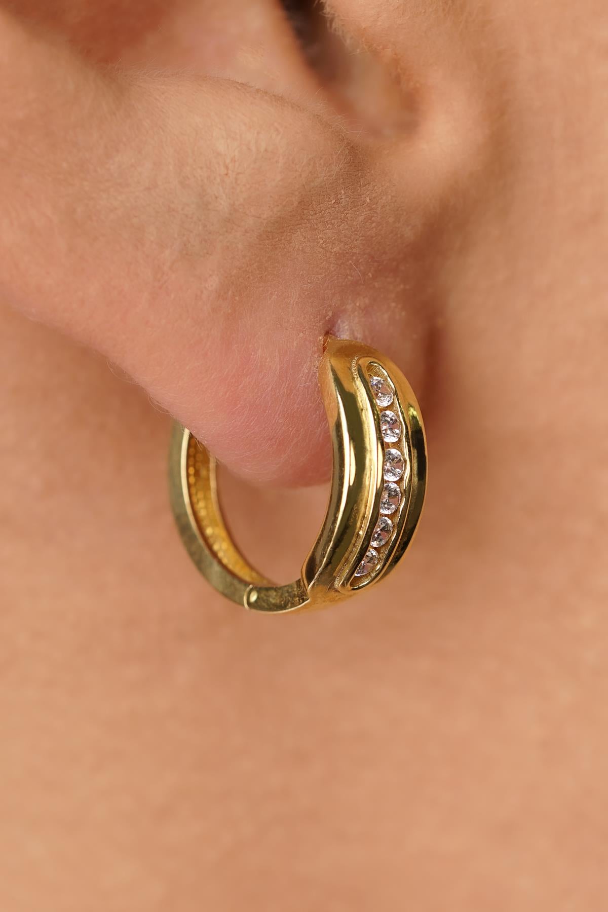 14K Gold Multi-Stone Eternity Hoop Earrings