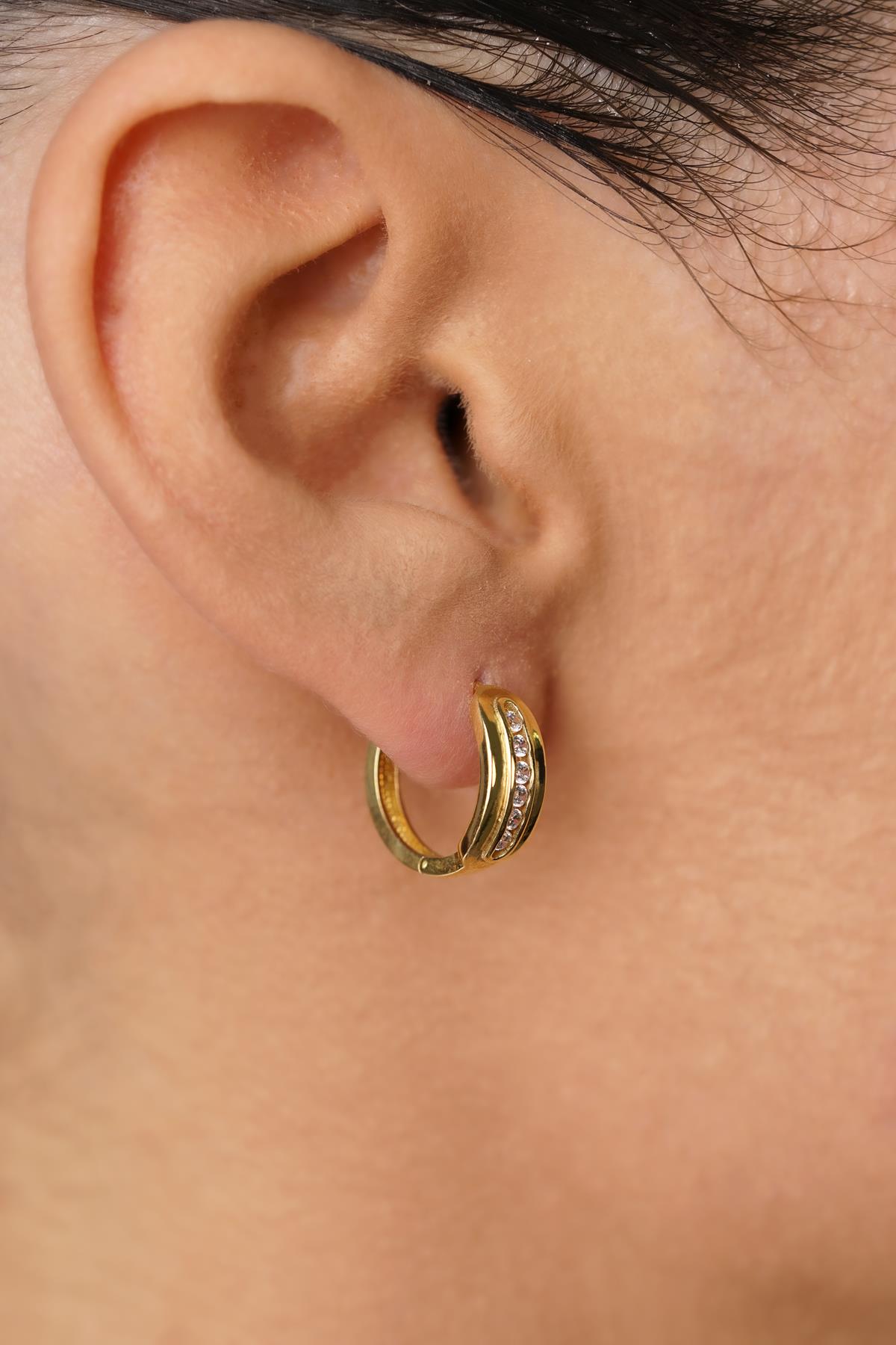 14K Gold Multi-Stone Eternity Hoop Earrings