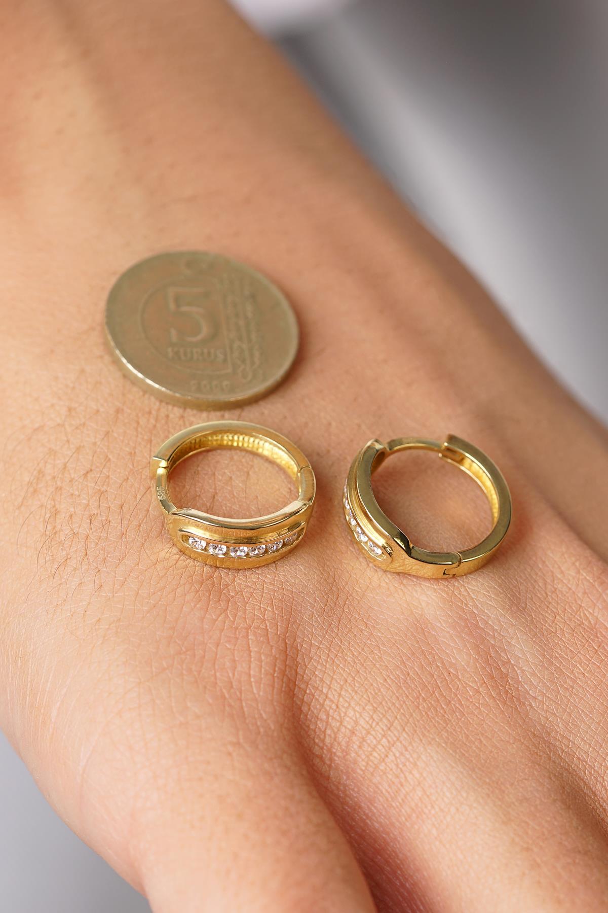 14K Gold Multi-Stone Eternity Hoop Earrings