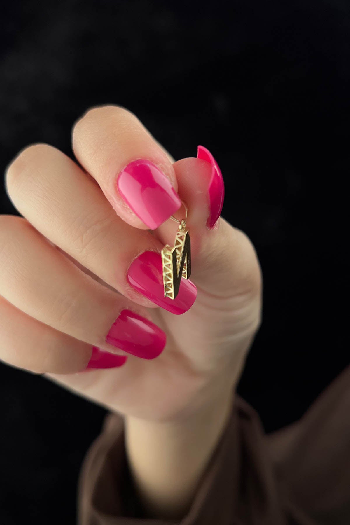 14K Gold N Letter Mini Shine Pendant