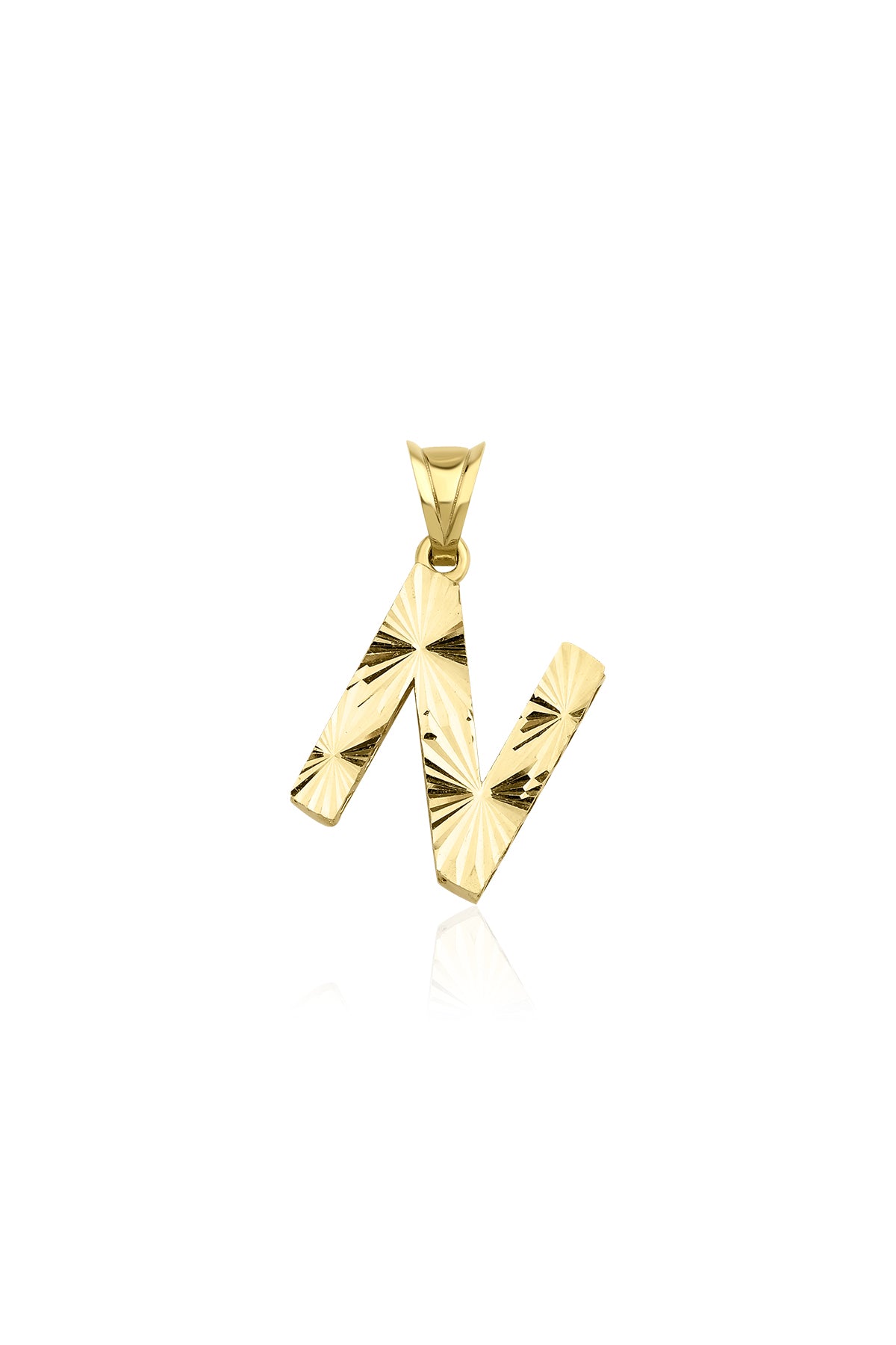 14K Gold N Letter Mini Shine Pendant