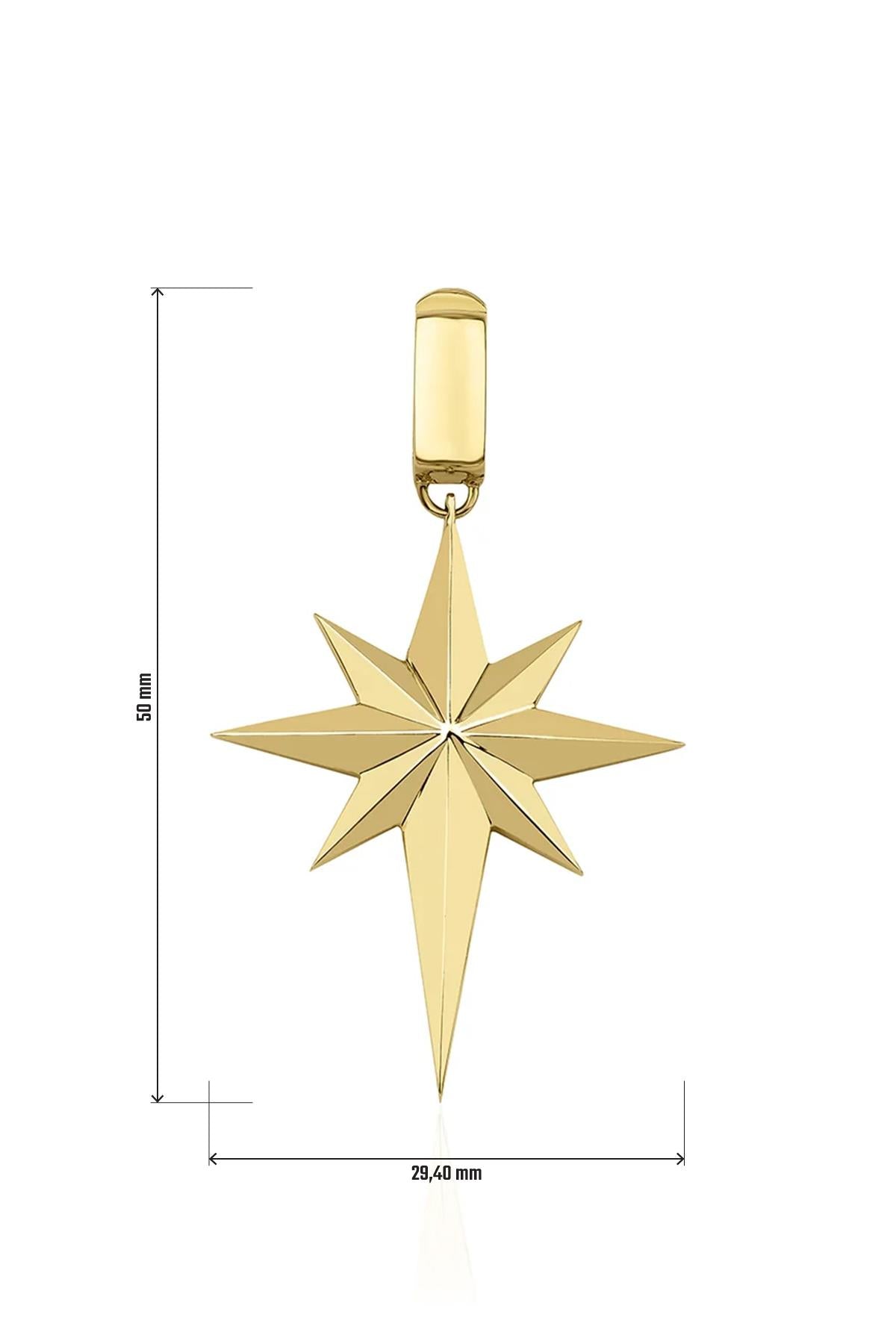 14K Gold North Star Charm