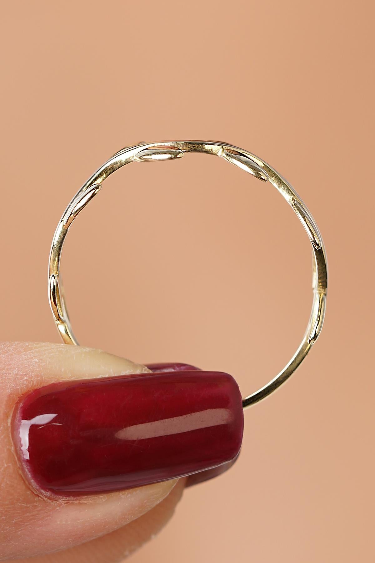 14K Gold Olive Branch Nature Ring