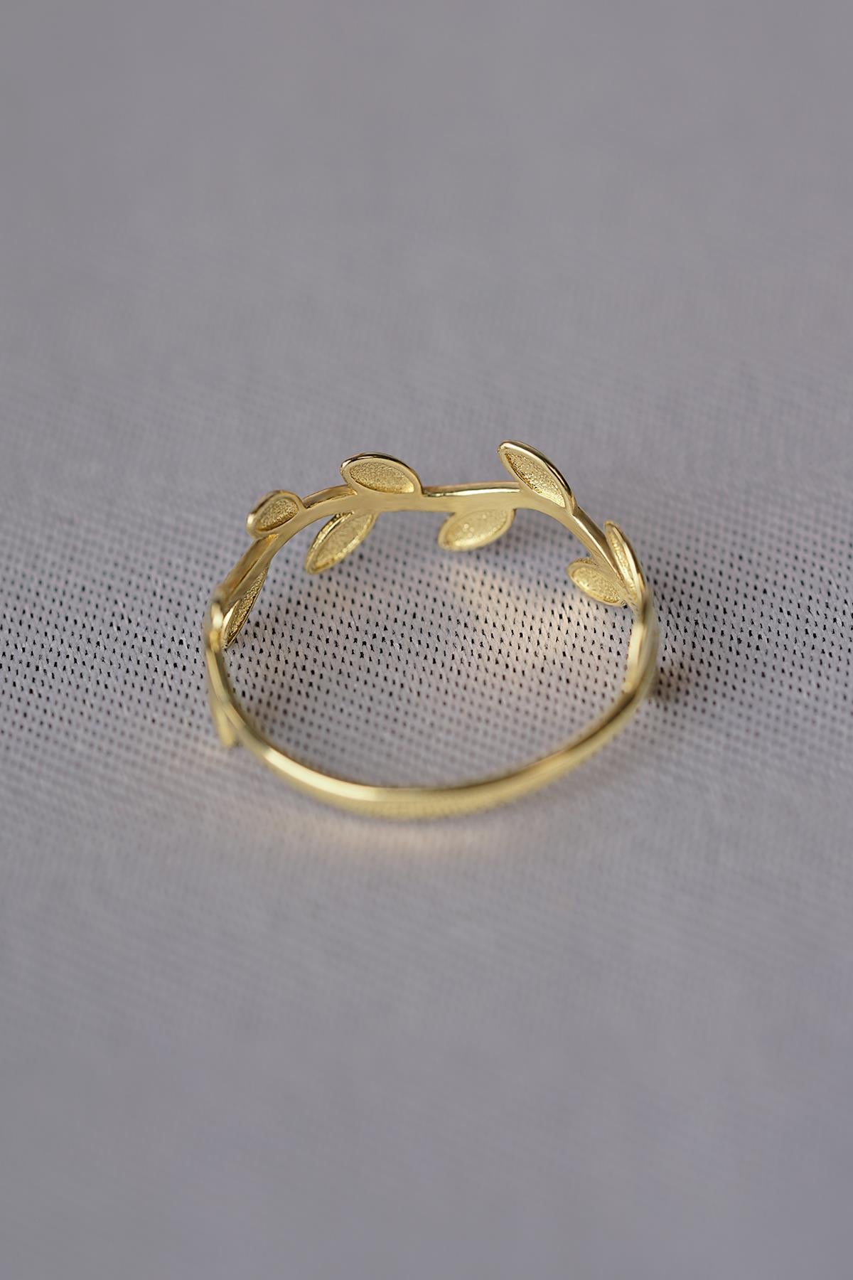 14K Gold Olive Branch Nature Ring
