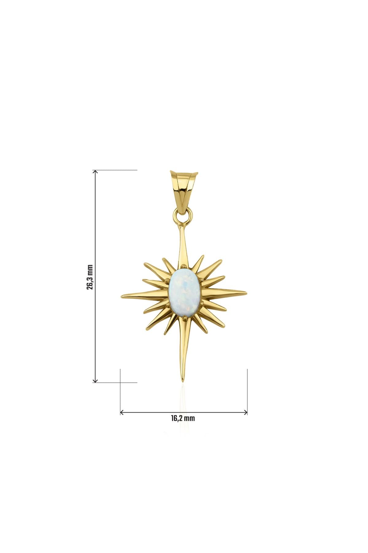 14K Gold Opal Stone North Star Charm