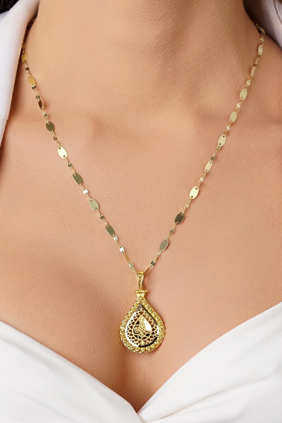 14K Gold Ottoman Coin on Bold Mirror Chain