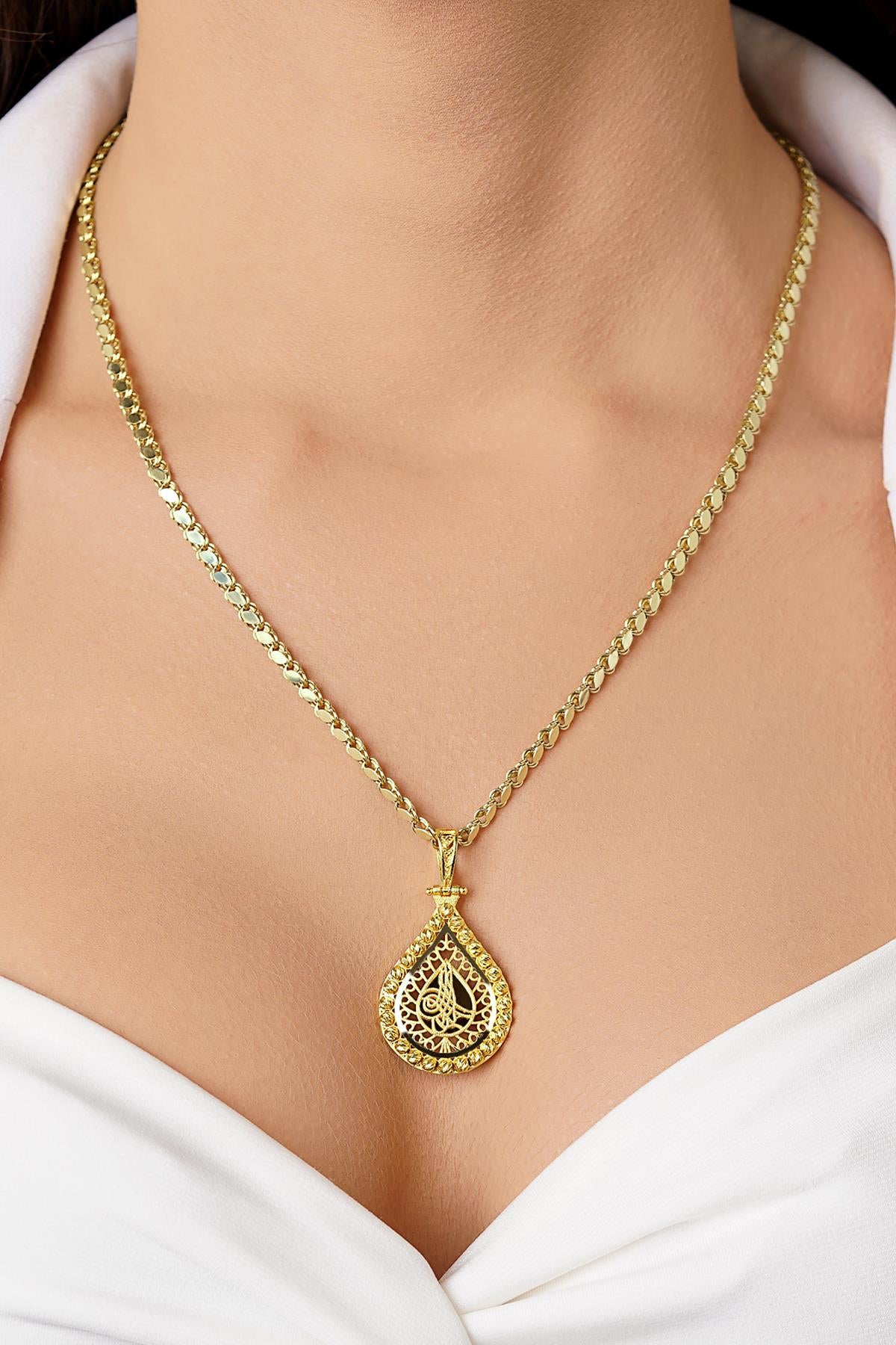 14K Gold Ottoman Medallion on Sequin Chain