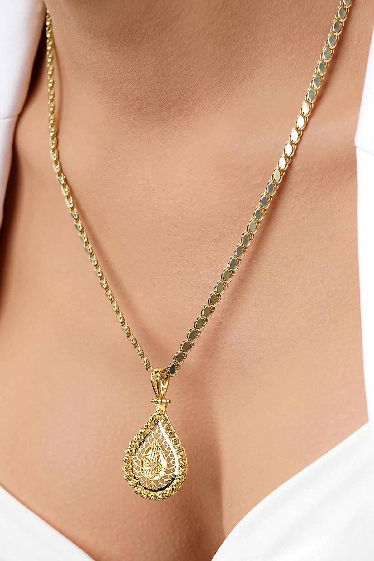 14K Gold Ottoman Medallion on Sequin Chain