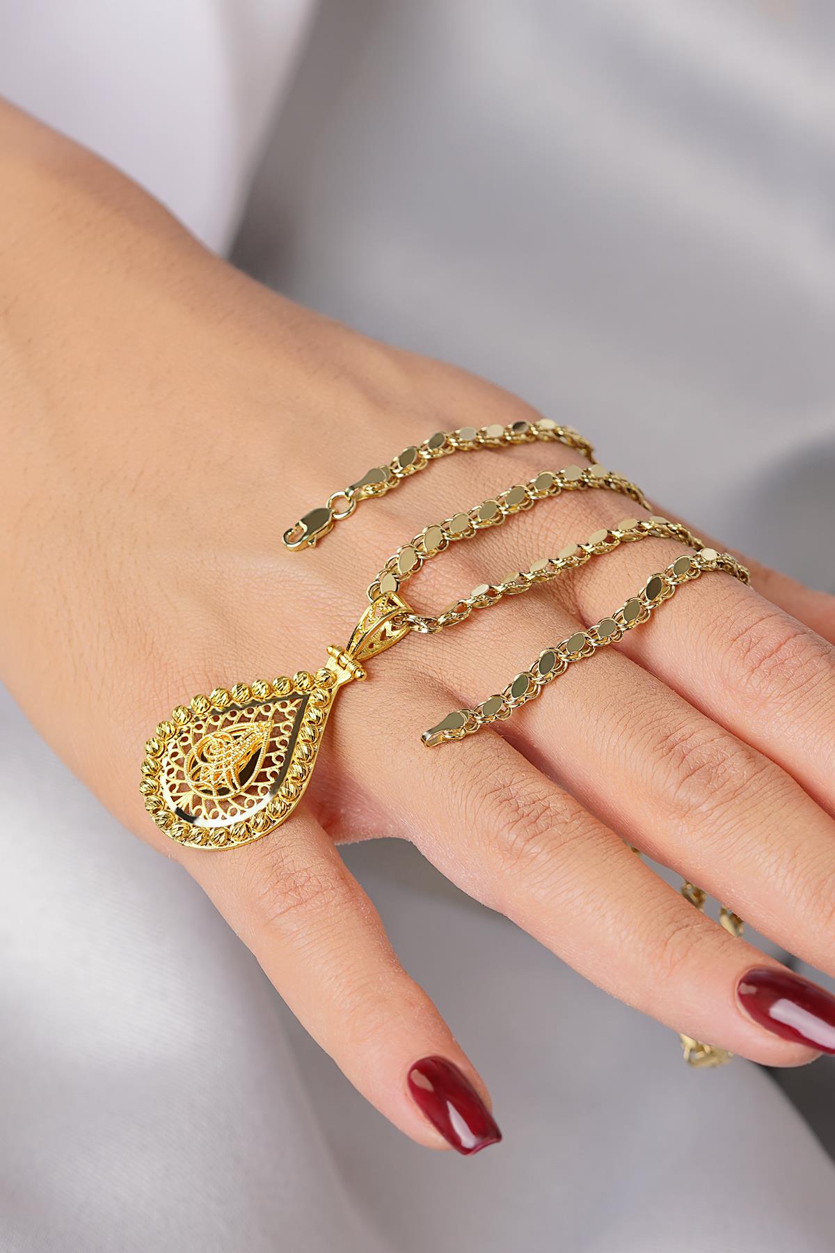14K Gold Ottoman Medallion on Sequin Chain