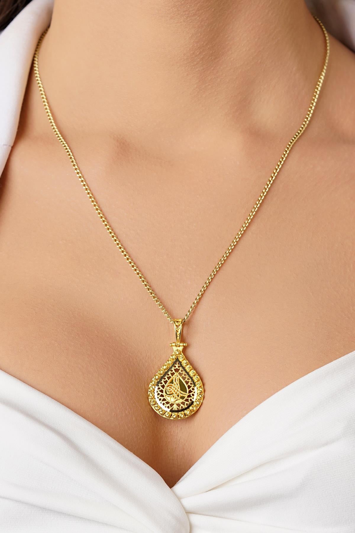 14K Gold Ottoman Seal on Curb Chain